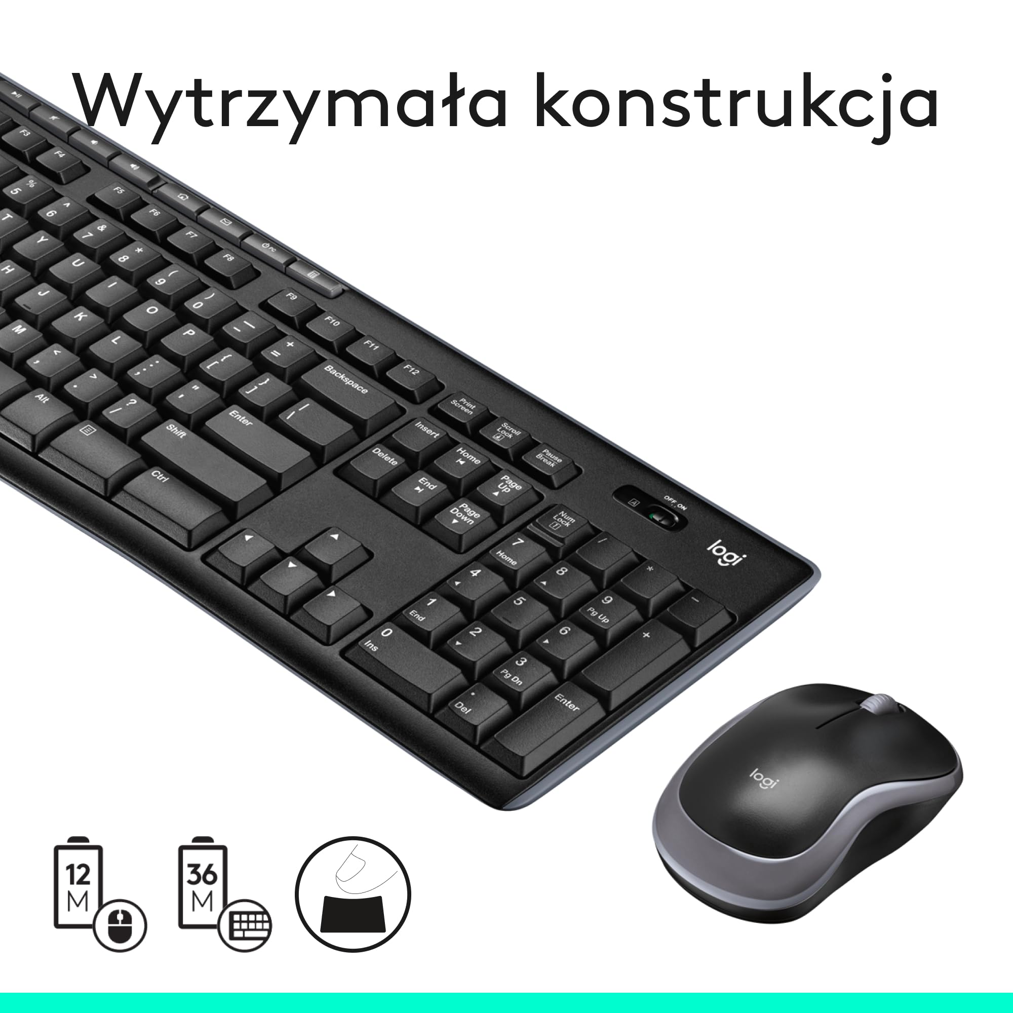 Logitech MK270 Bezprzewodowy Zestaw Klawiatura i Mysz dla Windows, 2,4 GHz, Kompaktowa Myszka, 8 multimedialnych klawiszy skrótowych, bateria 2 lata, dla PC, Laptop, QWERTY układ US Intl - Czarny