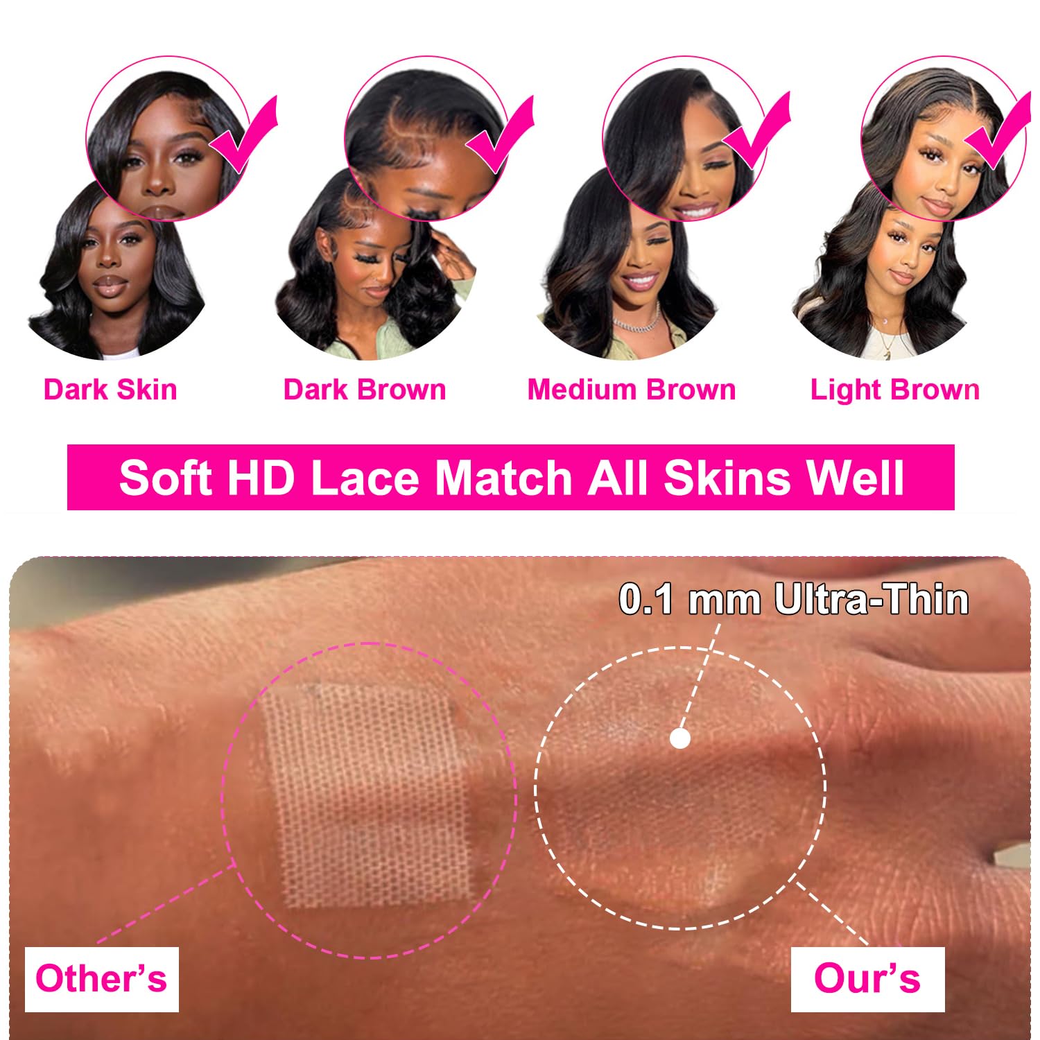 200% Density 13x6 Body Wave Wig, 100% Human Hair, [2-Year Life], Skinlike HD Lace Front Wigs Human Hair Pre Plucked, Free Part with Baby Hair, [0.1mm Ultra-Thin HD Lace], 26 Inch