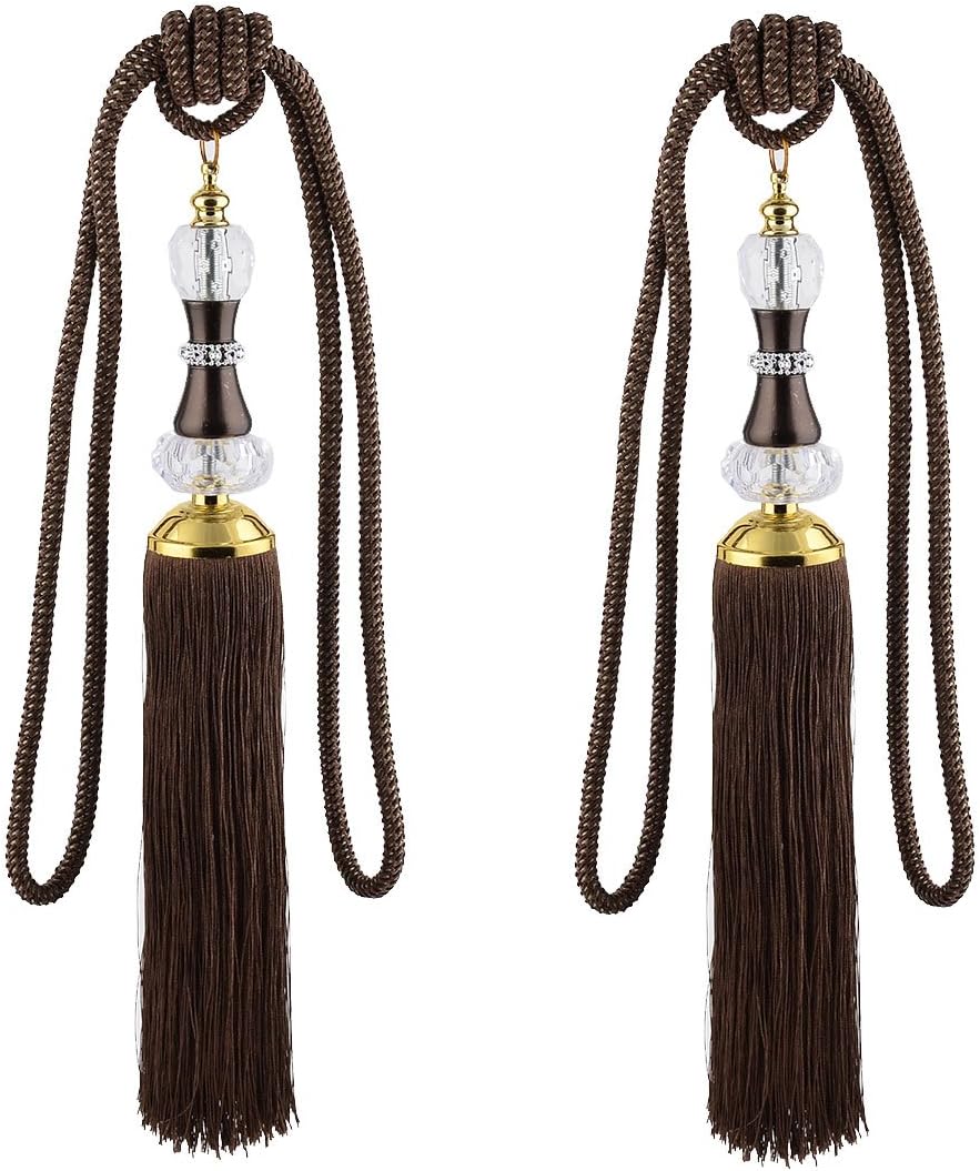 Nylon Rope Home Living Room Decor Window Curtain Tassel Tieback Cord Pair Coffee Color (id: cd1 909 d94 f64 403