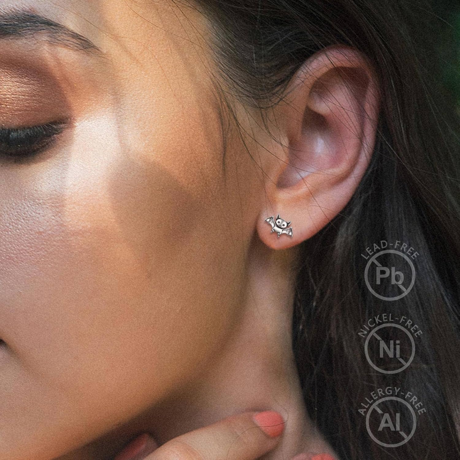 INFUSEU Sterling Silver Cute Stud Earrings Cat Frog Mushroom Bunny, Small Gifts for Women Teen Girls Animal Lovers - Image 8