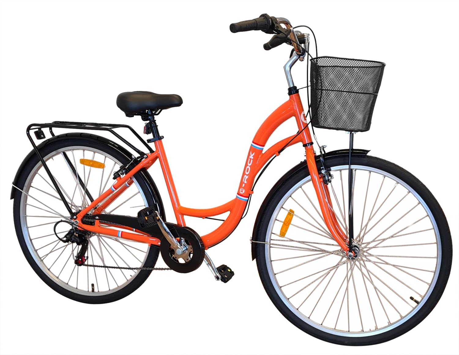 Damenrad EX-3, 28 Zoll, Korb, Licht, Aluminiumrahmen, nur 14,5 kg, Shimano 7 Gang, Shimano Schaltwerk Fahrrad Damen Damenfahrrad 28 Zoll