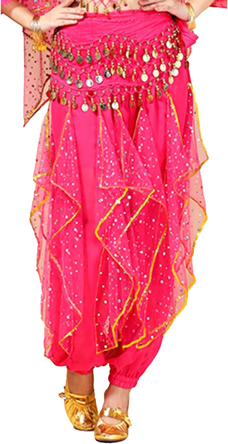 JEYPINMI Women's Belly Dance Pants Chiffon Bloomers Bollywood India Dance Costume Lantern Loose Pants