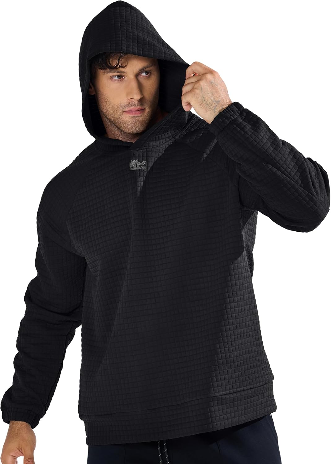 BROKIG Men's Waffle Knit Hoodies Pullover For Gym Workout Running,Loose Warm Casual Long-Sleeve Sweatshirts with Pocket - Image 6