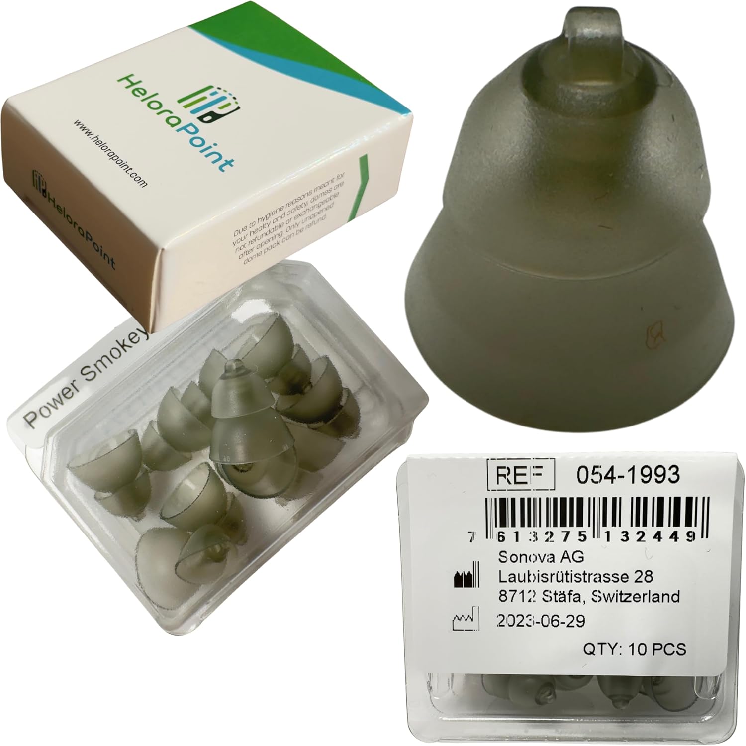 Phonak Power Smokey Hearing Aid Domes 4.0 – Large Size (L) – 10 Domes in 1 Pack – Compatible with Hearing Aids – Comfortable for Daily Use (054-1995)