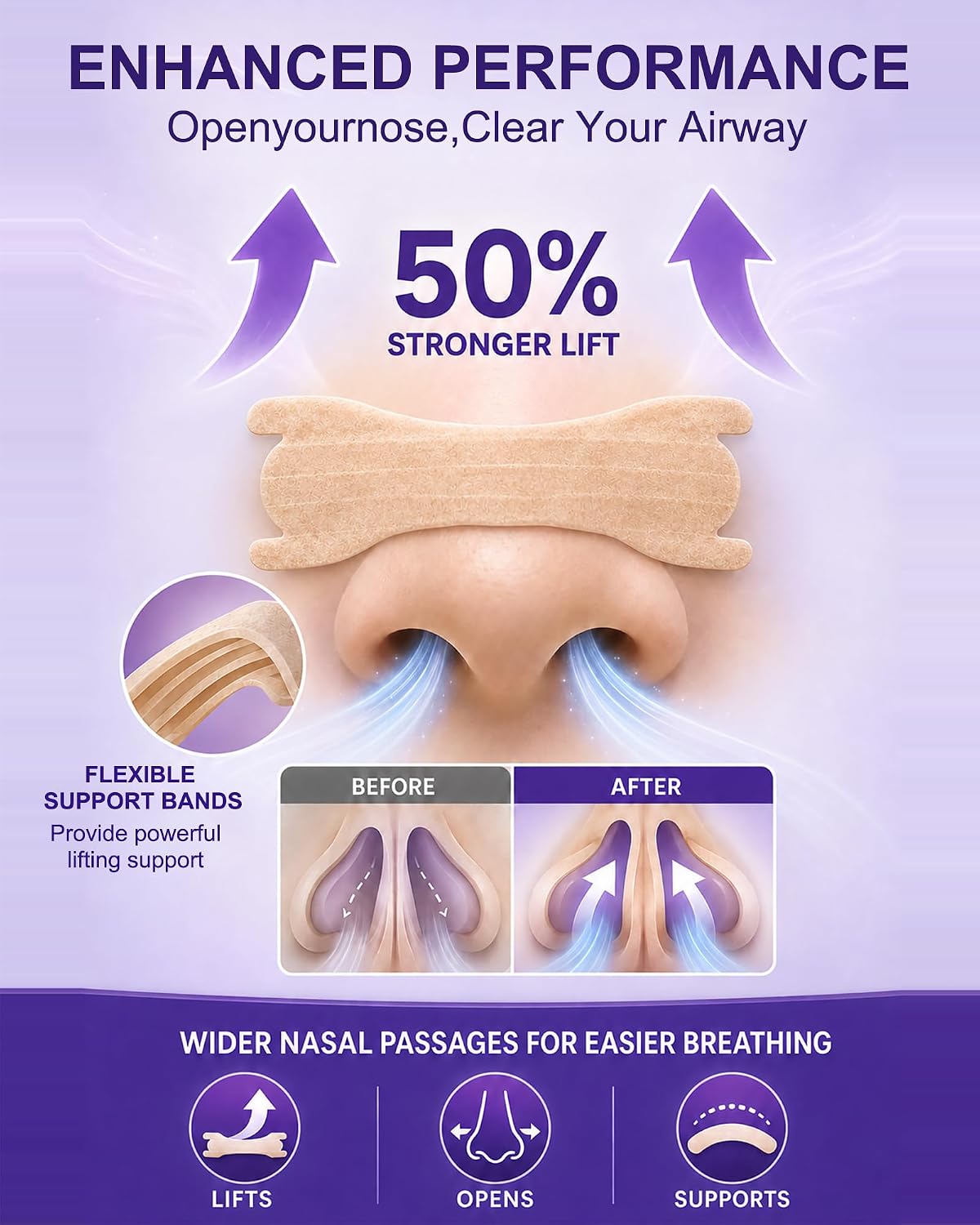 60PCS Nasal Strips for Snoring Extra Strength Nasal Congestion Relief