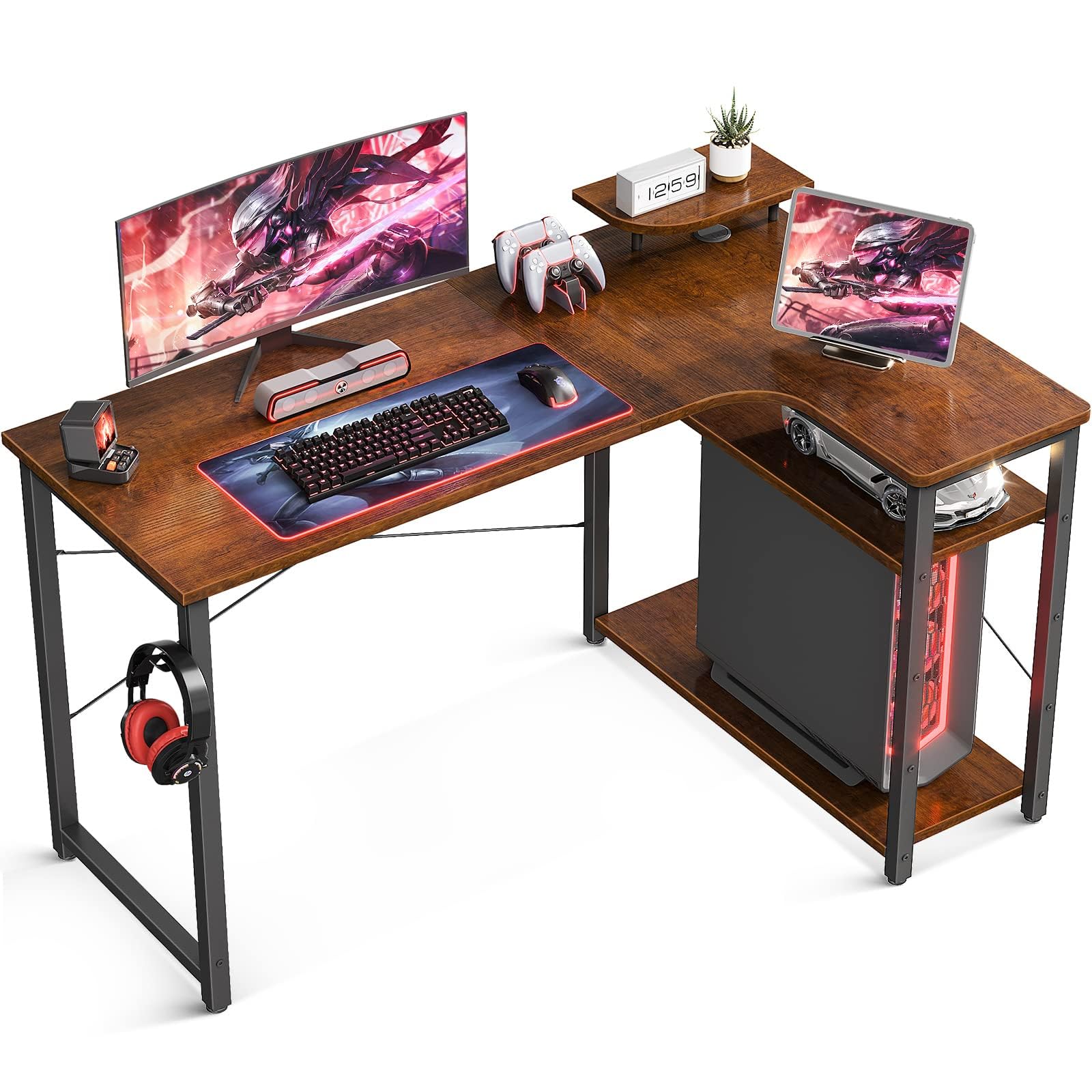 Amazon | パソコンデスク l字デスク 幅130 ゲーミングデスク pcデスク 