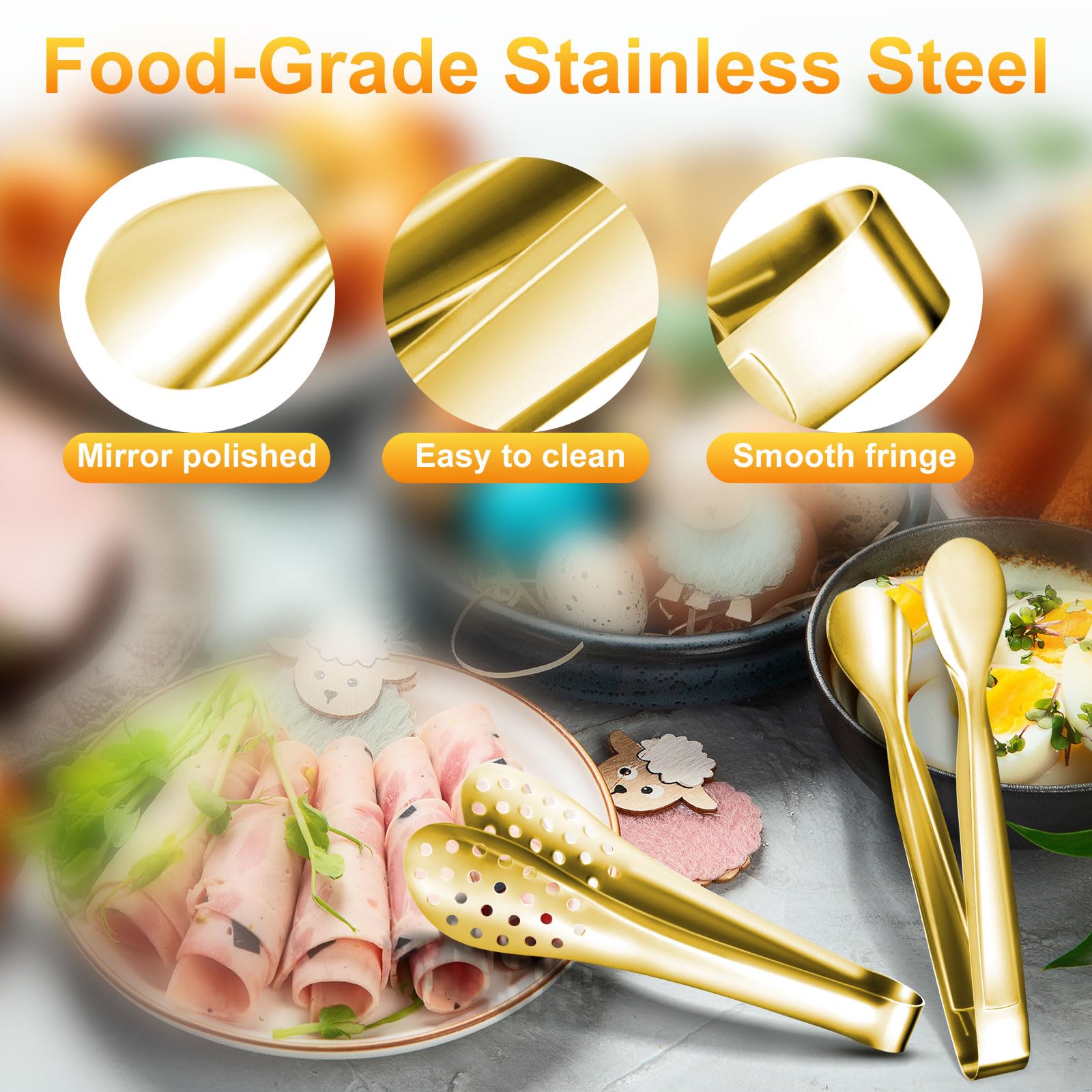 Mumufy 32 mini pinzas para servir bufé, utensilios de acero inoxidable, pinzas pequeñas para catering, cocina, aperitivos, té, fiesta, café, comida, ensalada de hielo, barbacoa, galletas, azúcar, 4