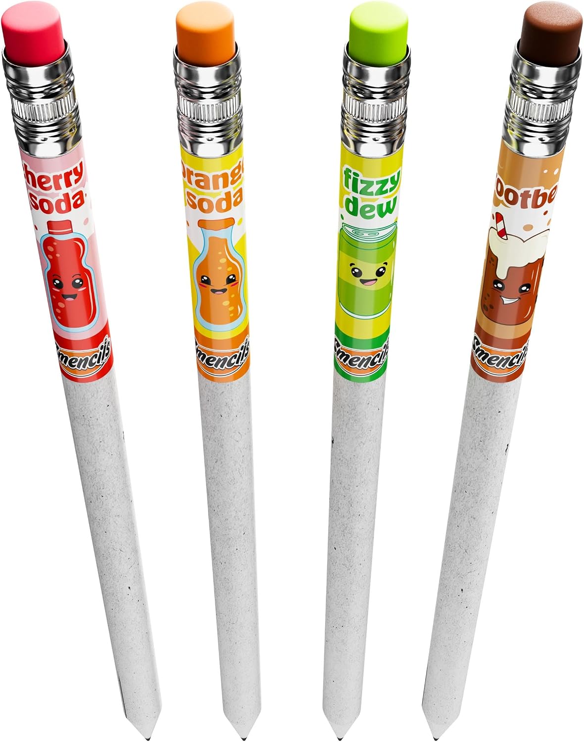 Smencils Soda Pop Shop Scented Pencils – HB #2 Graphite Pencils Made from Recycled Newspapers, 4 Pack, Long-Lasting Gourmet Scents, Fun School Supplies & Gifts for Kids, Teachers, Classroom Rewards image 4
