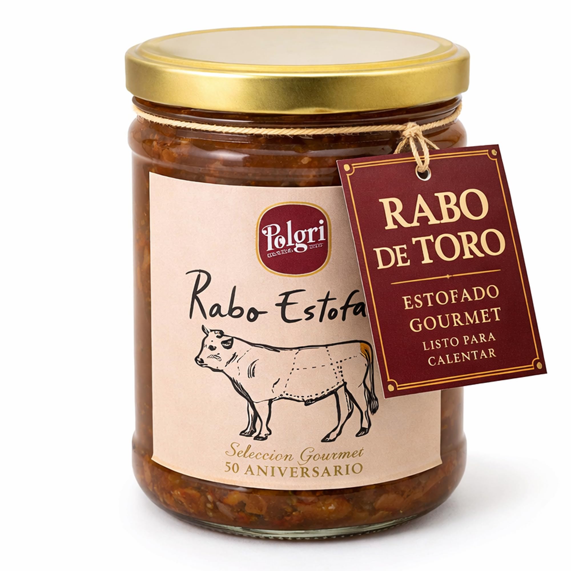 POLGRI Rabo de Toro Rabo Estofado Conserva Gourmet Plato Preparado con AOVE Receta Tradicional Tarro 850 ml Carne Premium Listo para Calentar Sabor Intenso Cocina Manchega Casera