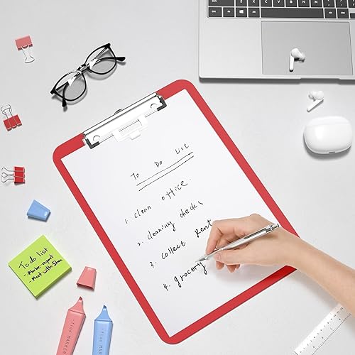 Miniatura 8 de Hongri Portapapeles de plástico de 8.5 x 11 pulgadas, portapapeles A4 rojo tamaño carta para enfermeras, estudiantes, profesores, oficina y escuela,
