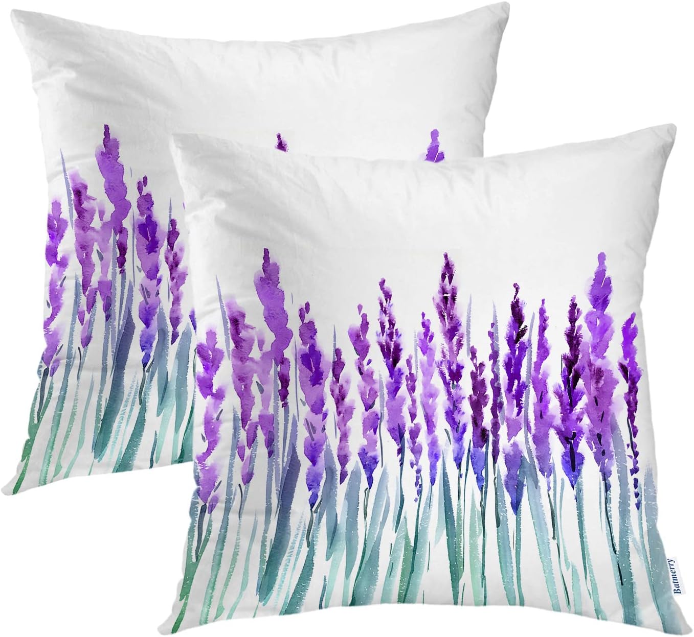 Batmerry Grass Lavender Throw Pillow Covers,Watercolor