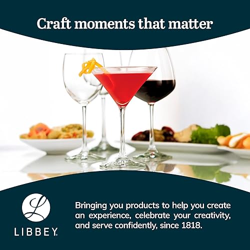 Vista 42 de Libbey Entertaining Essentials - Juego de 6 vasos de Martini aptos para lavavajillas, vasos de Martini de tallo alto para fiestas y más 8 oz - Juego