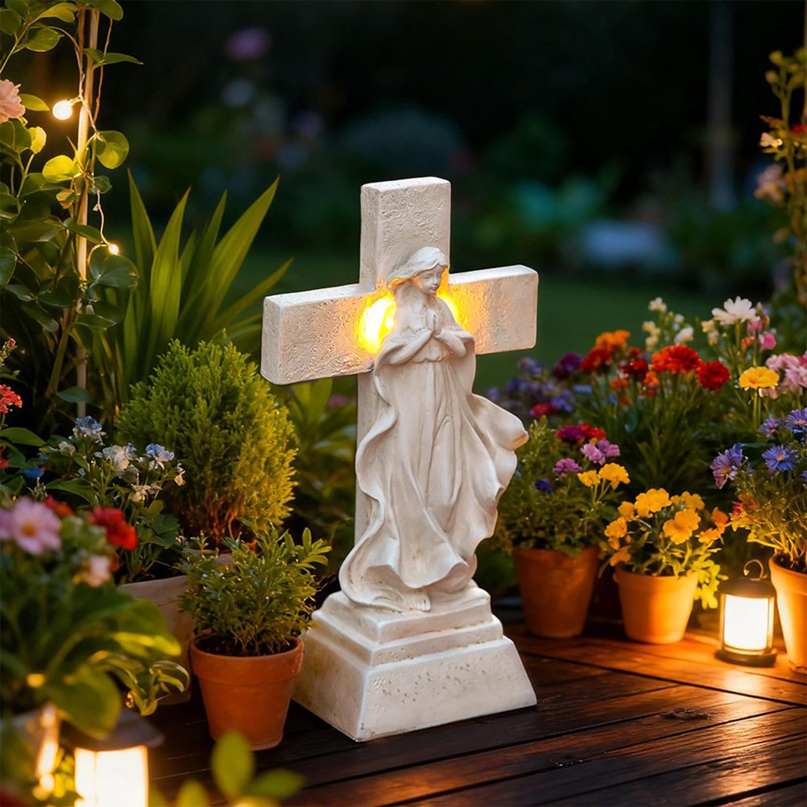 Statua Da Giardino A Energia Solare Figurina In Resina Resistente Alle