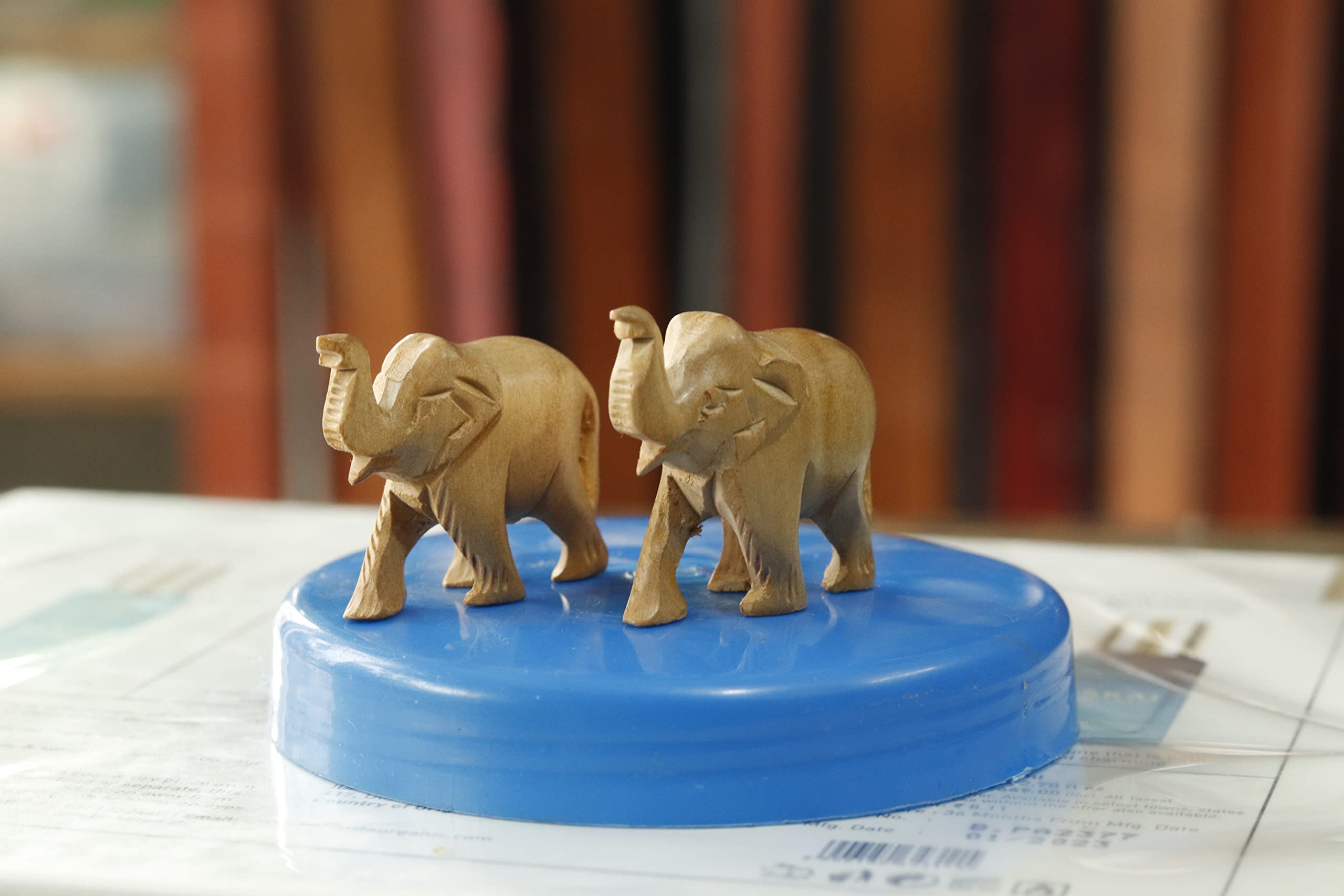 KC PRODUCTS Sandalwood Elephant Combo Set Upper Trunk 1 Inch | Pair Como Set | Home Decor Showpiece 2