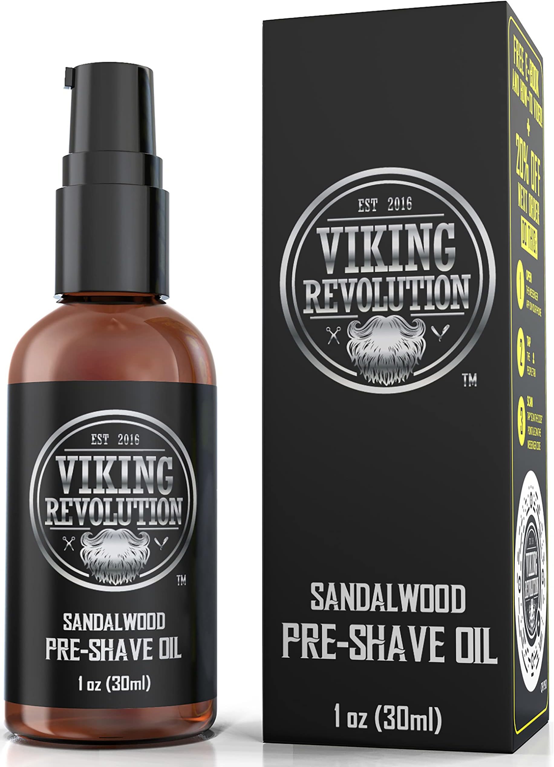 Pre Shave Oil for Men - Best Pre Shaving Oil with Sandalwood for Safety Razor, Straight Razor - for The Smoothest, Irritation Free Shave by Viking Revolution