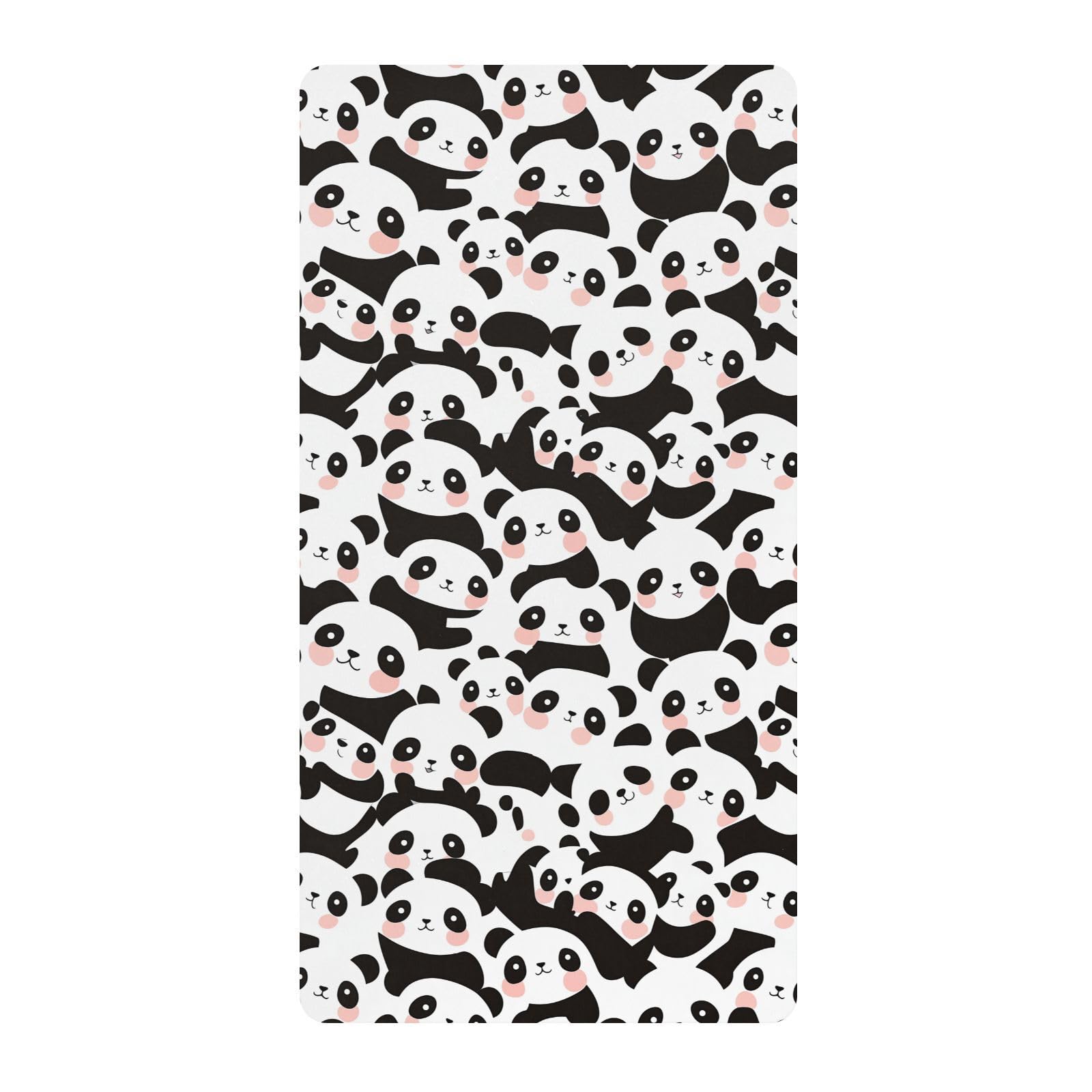 Sábanas de cuna de algodón para bebés y niñas, diseño de pandas de dibujos animados, suave, elástica, para decoración de guardería, 1 paquete de sabanas para cuna
