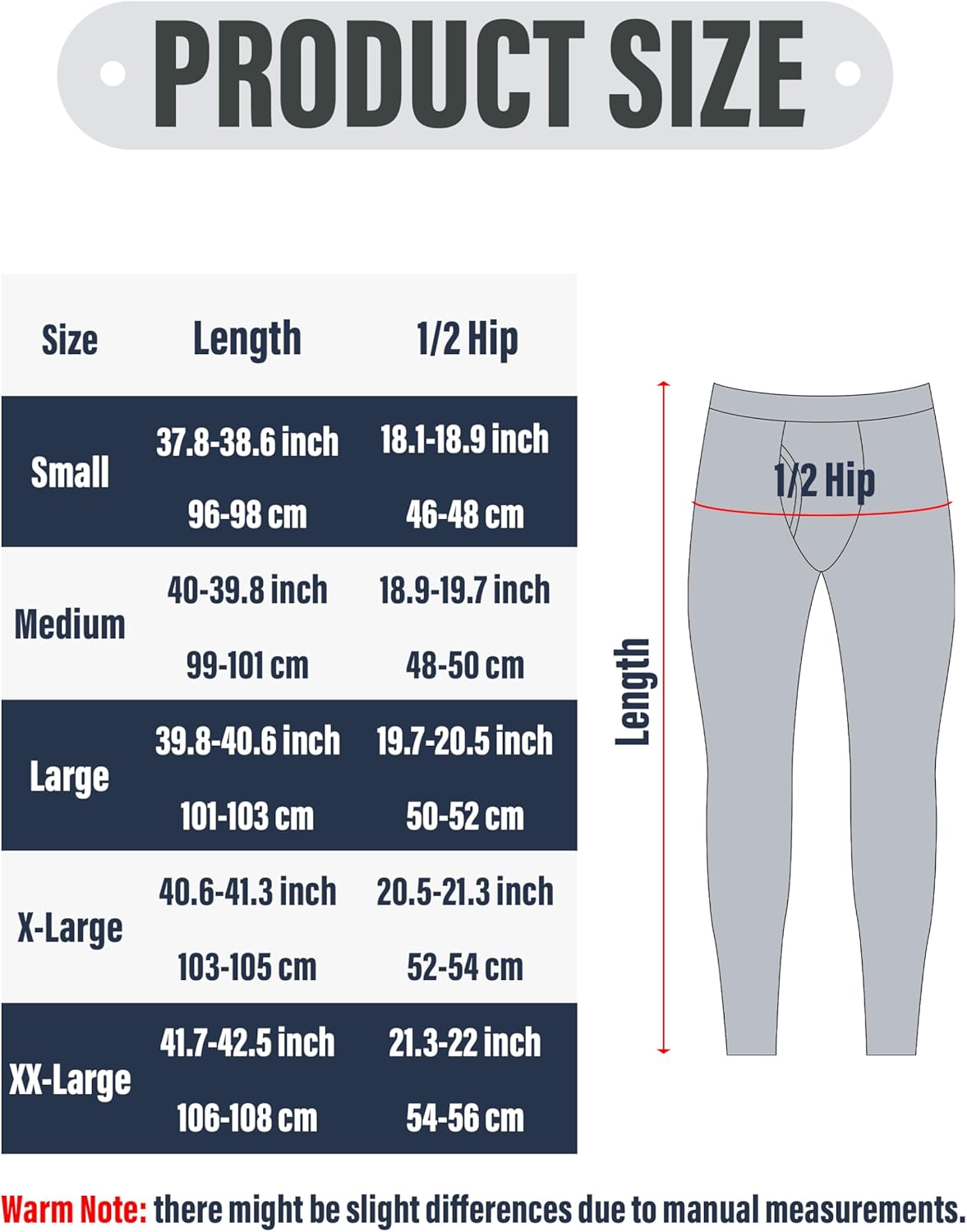 URATOT Men's Thermal Underwear Bottom Fleece Long Johns for Men Soft Warm Base Layer Thermal Pants for Cold Weather