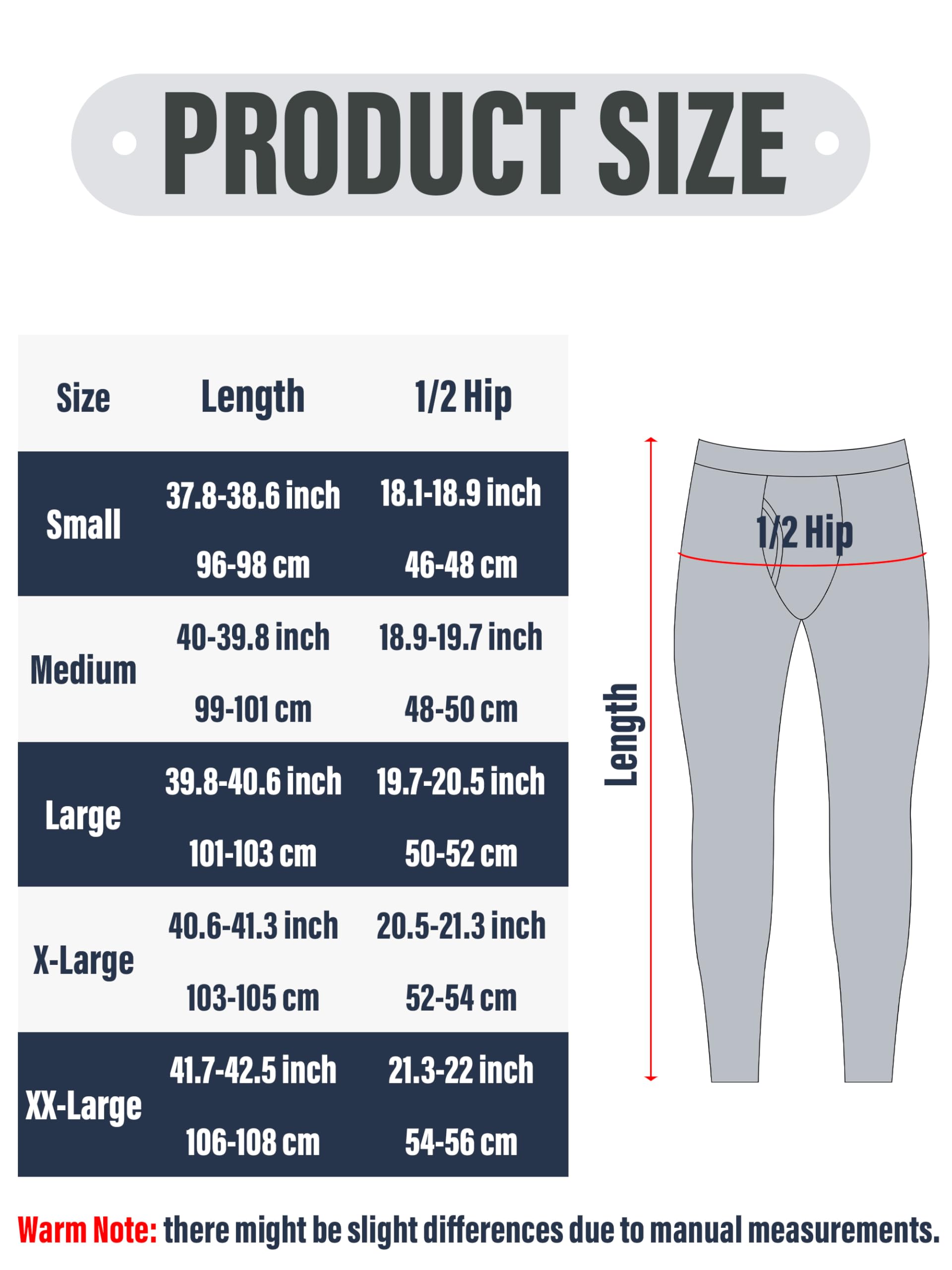 URATOT Herren-Thermounterhose, Fleece, lange Unterhose für Herren, weiche, warme Basisschicht, Thermohose für kaltes Wetter