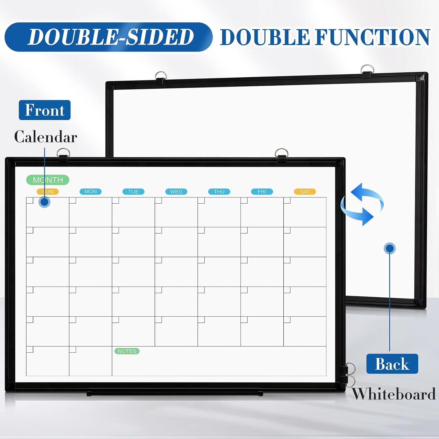 Dry Erase Calendar Whiteboard for Wall, 36" x 24" Month White Board Black image 2