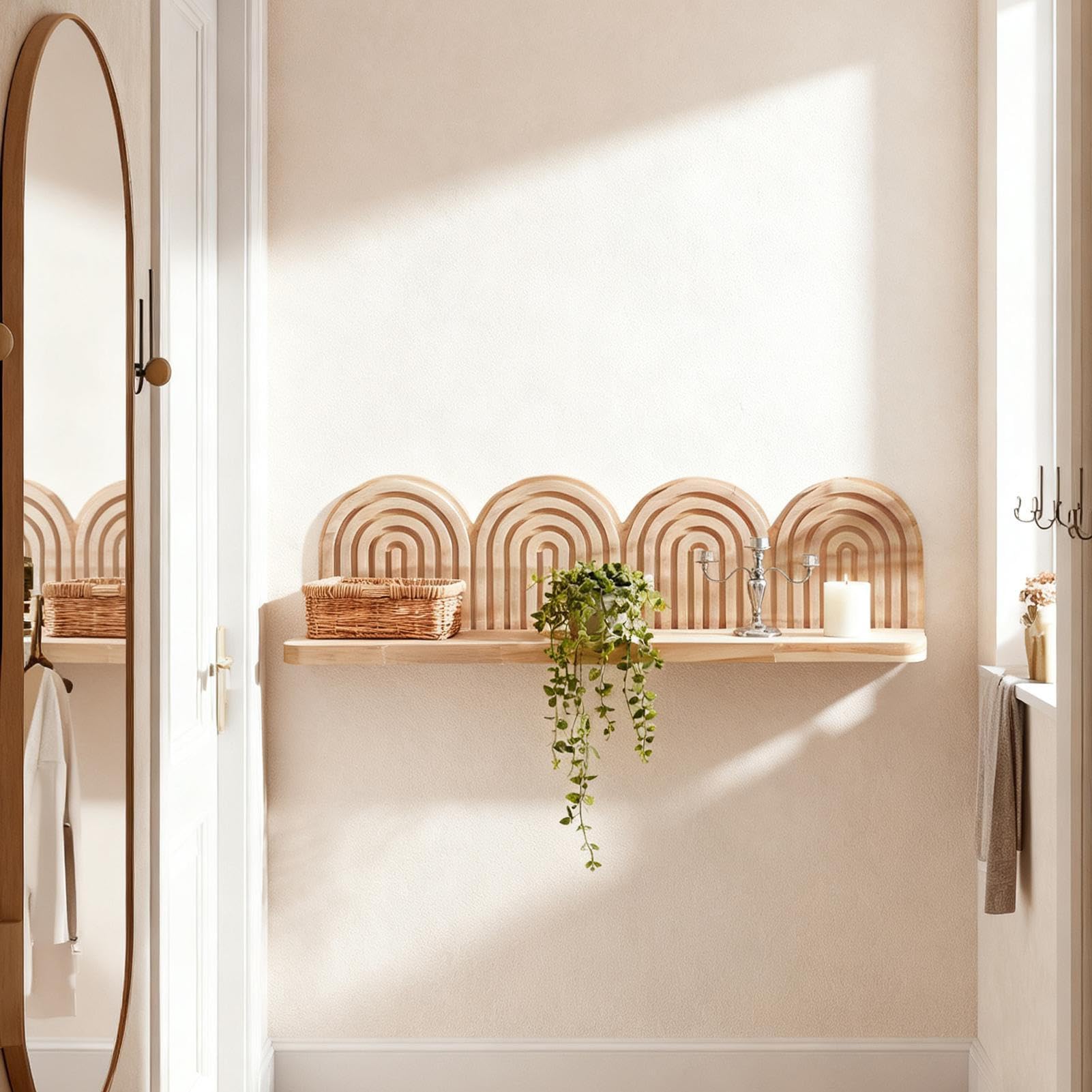 Bohemskie Półki Ścienne Drewniany Boho Organizer Do Ekspozycji