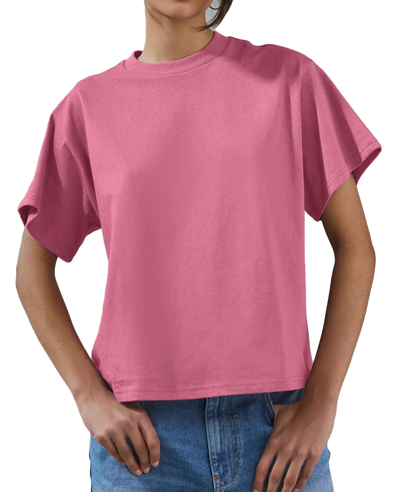 (Small) Beumissy Basic Tees for Women Short Sleeve Crewneck Cotton T-Shirts Casual Summer Tops