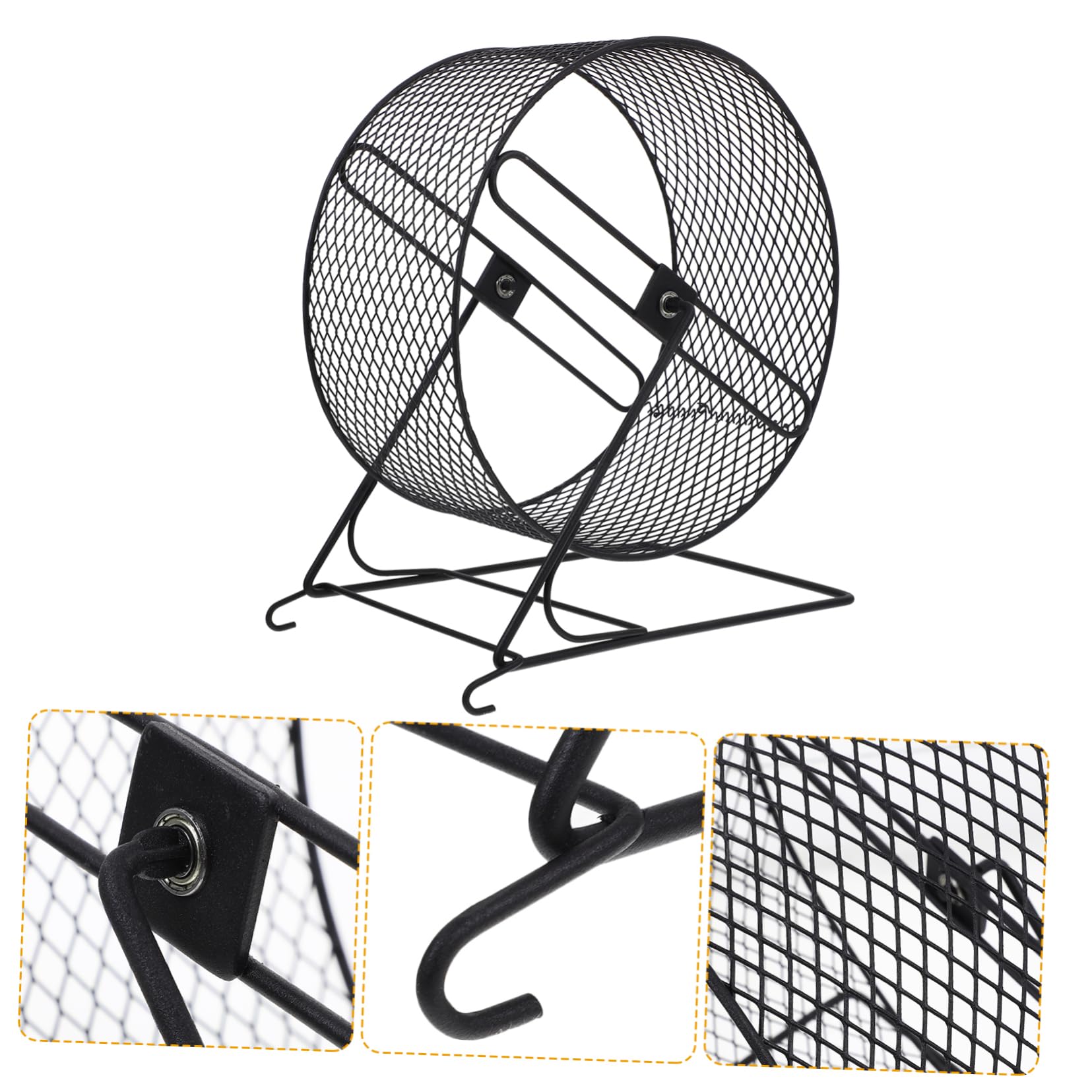 Rueda De Ejercicio Silenciosa para Hámster De Hierro Negro 21 Cm para Correr Ardillas Erizos y Pequeños Roedores