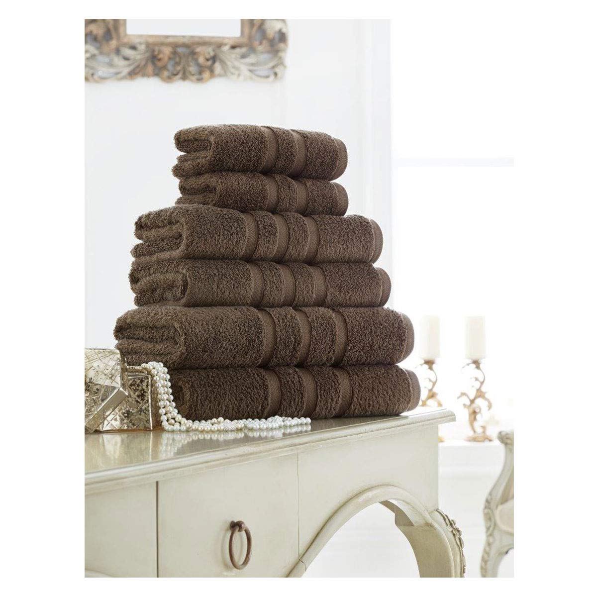 Lions Bath Sheets Towels - Zero Twist Hand Towel Soft Water Absorbent Egyptian Cotton (Cocoa, Hand Towels (4x))