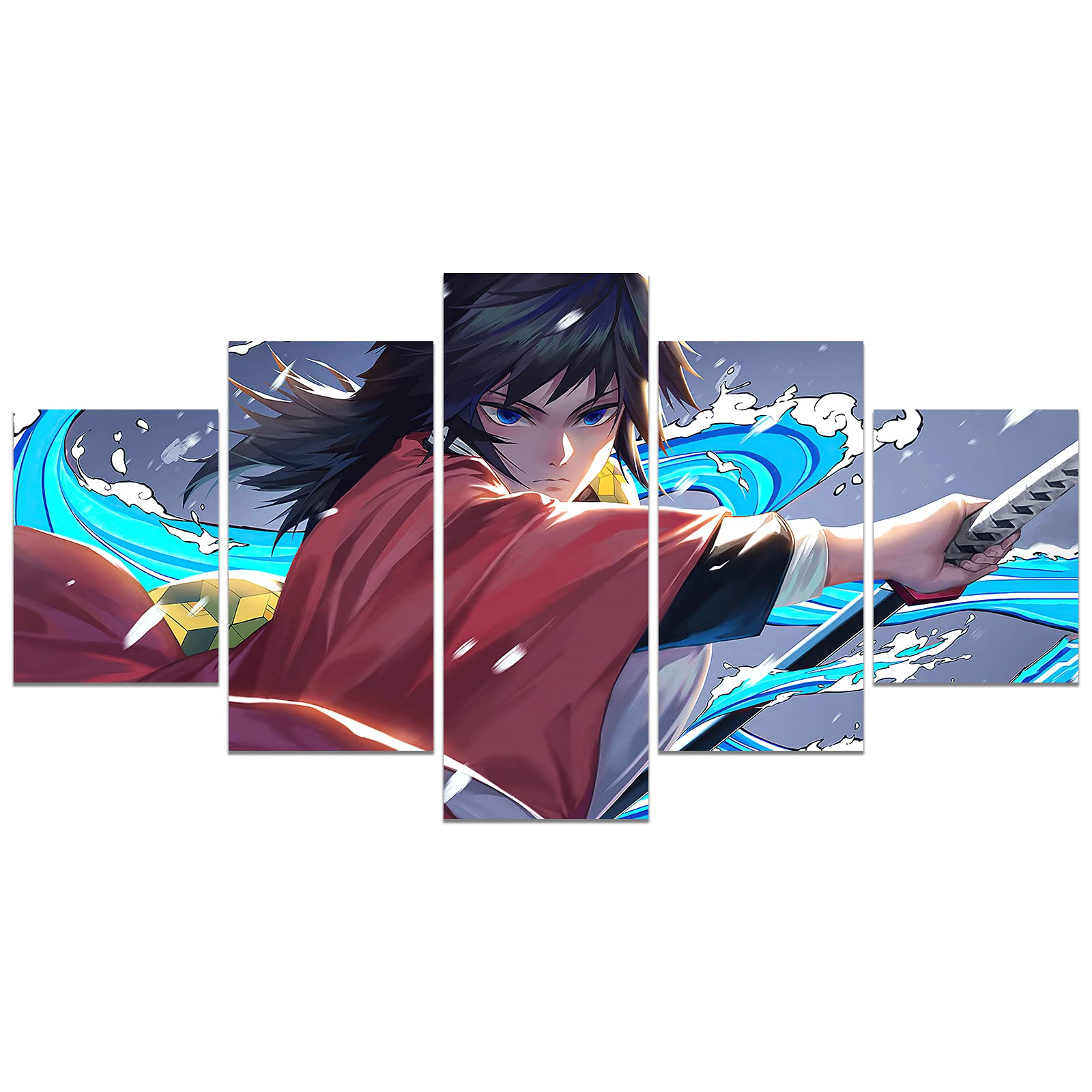 KAIWALK Anime Poster Giyuu Tomioka Print on Canvas Painting Wall Art for Living Room Home Decor Boy Gift (Unframed, Q-09)