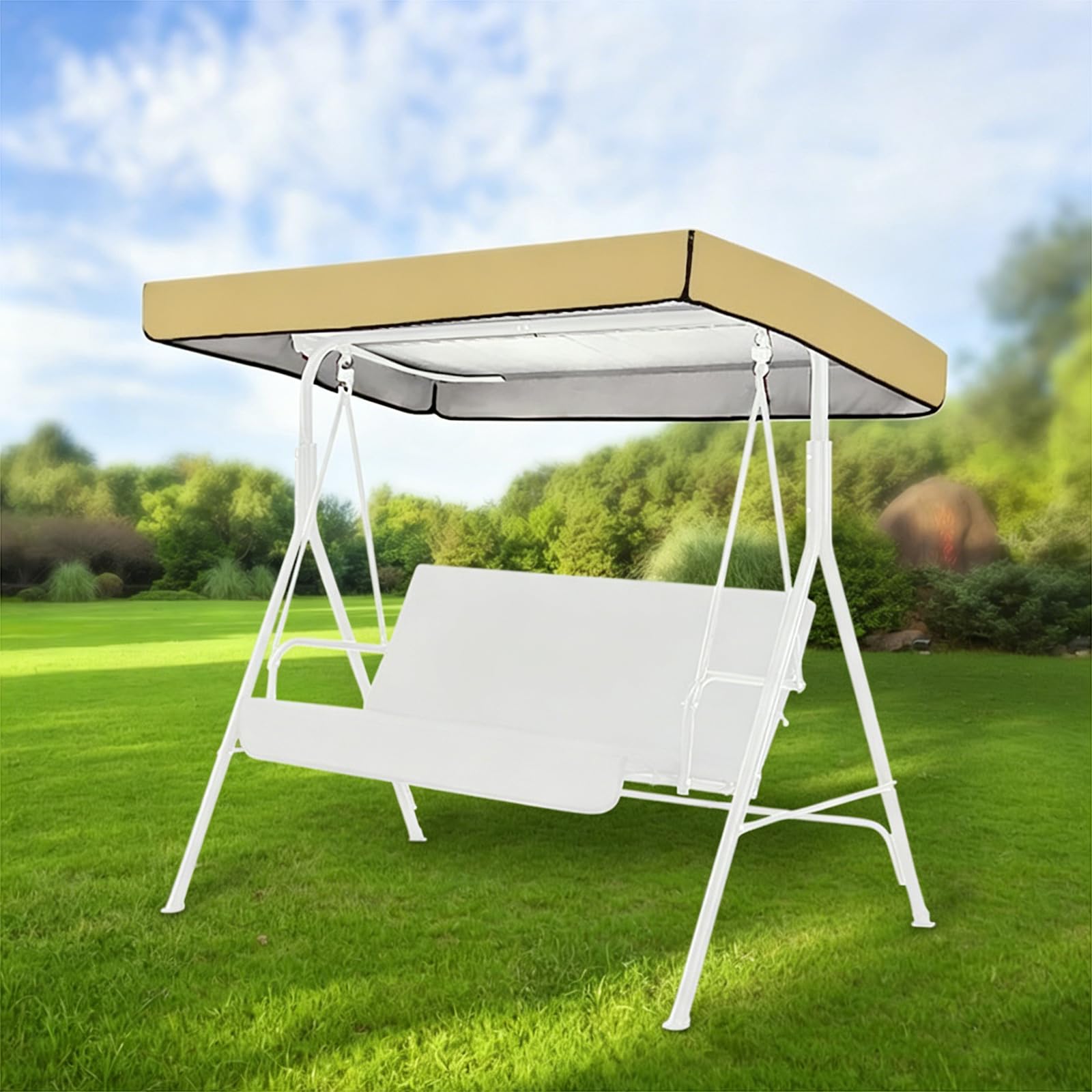 Generico Telo di Copertura per Altalena Tendalino con Protezione UV 3 Posti Tettino Parasole Universale Impermeabile Tetto del Dondolo da Giardino Telo Cortili Patii,007,191 * 120 * 18/23cm