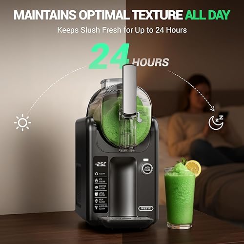 Miniatura 7 de WETIE Máquina para granizar, máquina de bebidas congeladas de 82 onzas, máquina de helado suave con 5 preajustados, pantalla LED, dureza ajustable