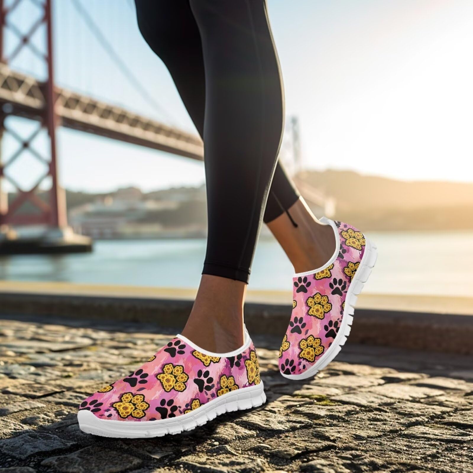 Damskie buty do chodzenia wsuwane, płaskie buty wspierające łuk, oddychające buty do chodzenia, biegania, biała podeszwa