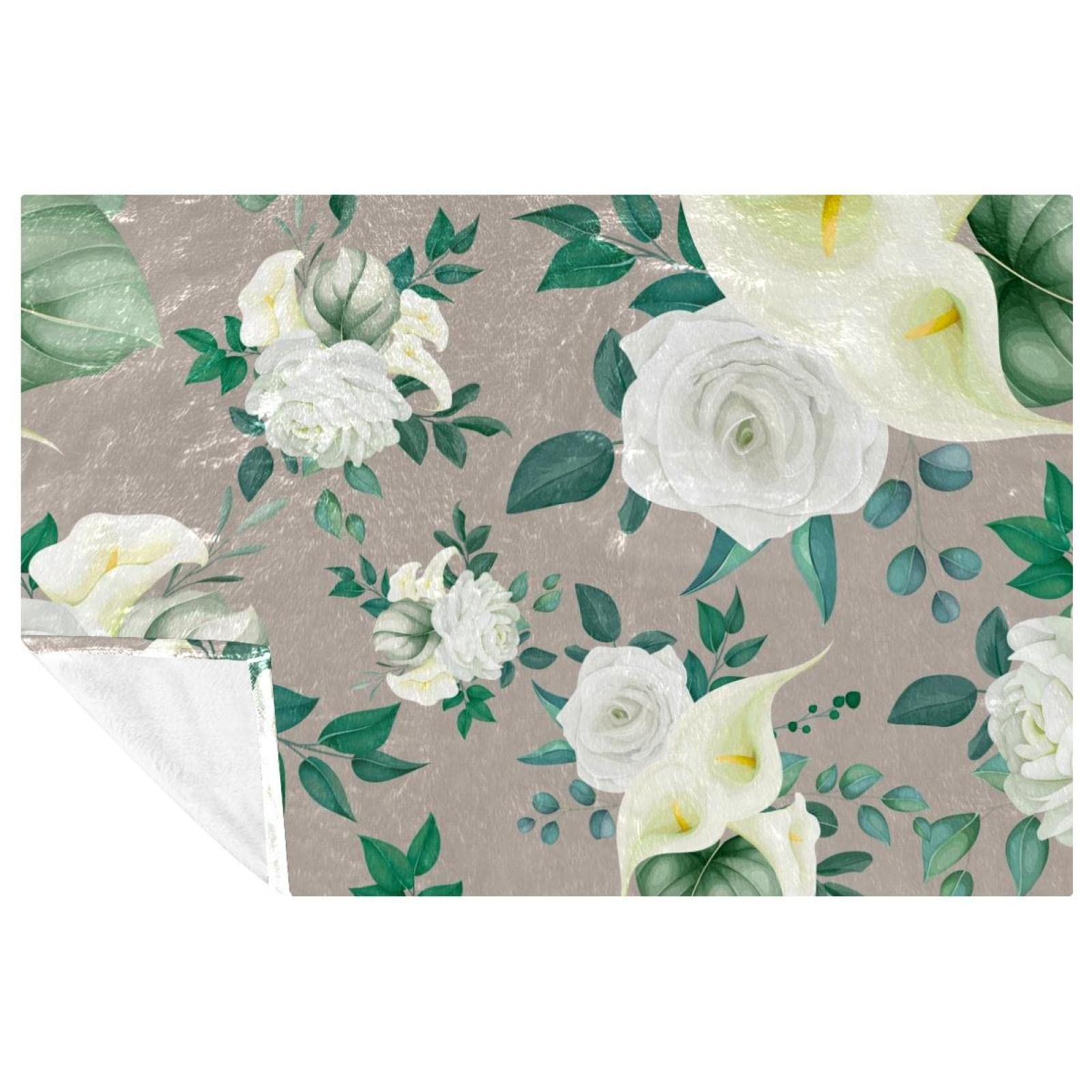 Jeté de lit haut de gamme aux motifs de lys et roses, douceur premium 150x100