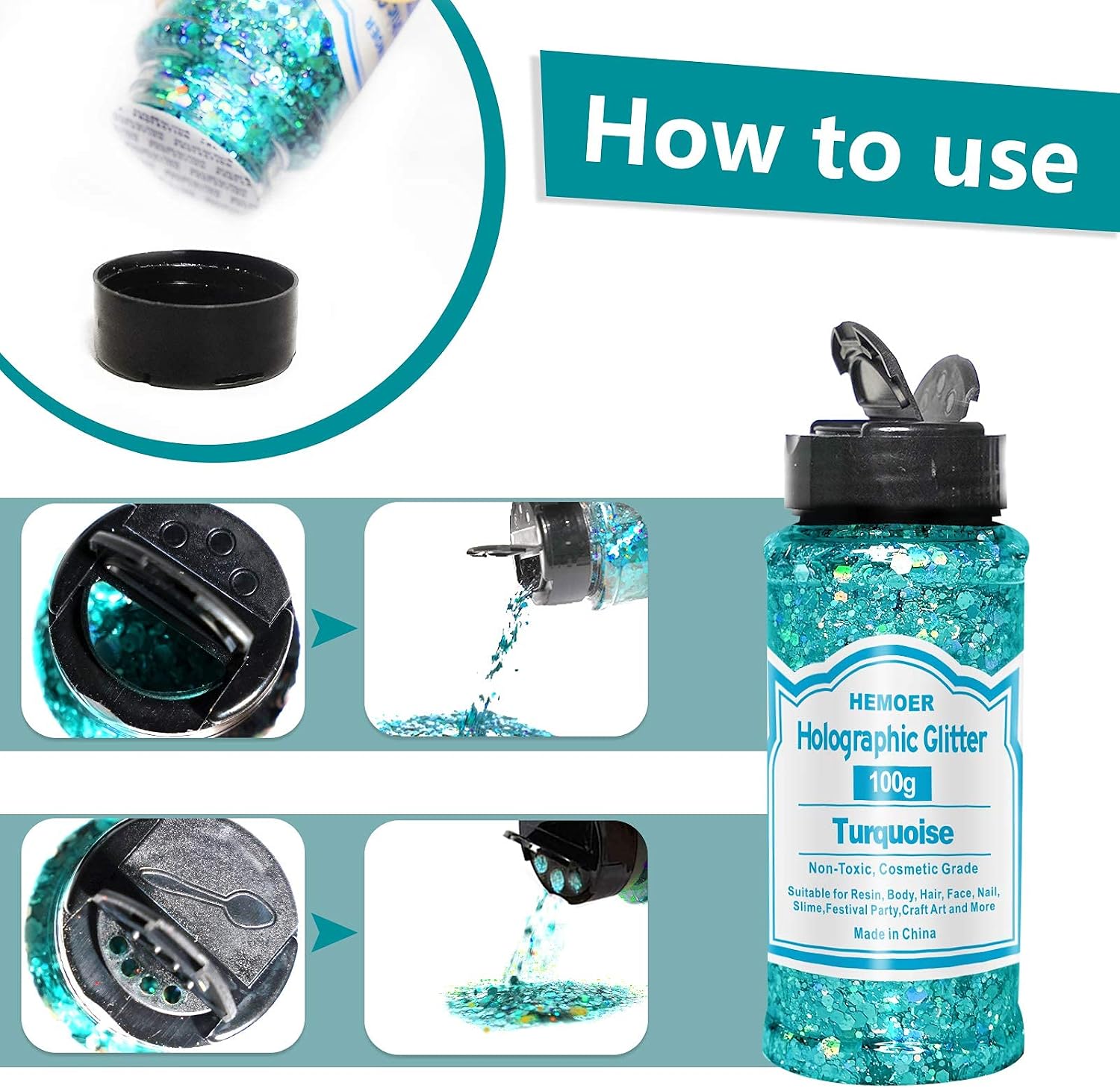 HEMOER Turquoise Glitter - Image 4