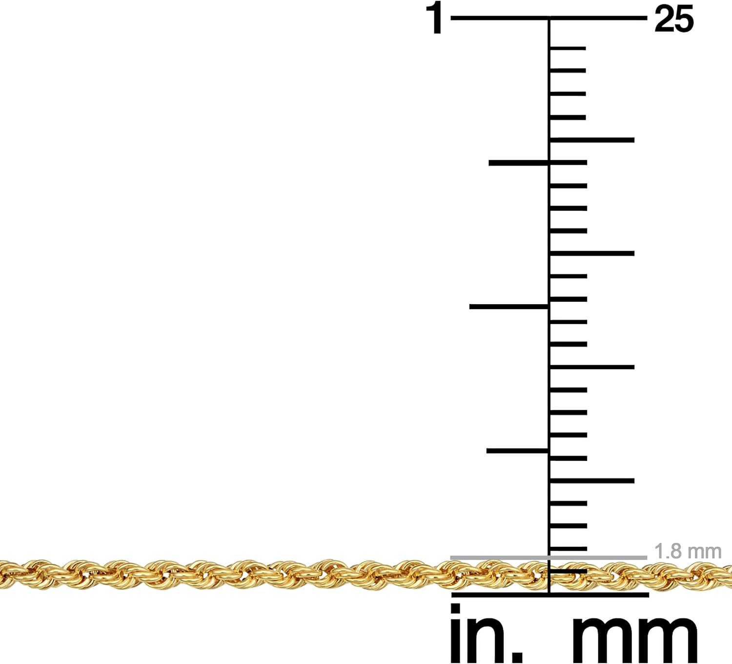 Kooljewelry Unisex Classic Rope Chain - 10k Gold Necklace for Men & Women, 1.8 mm - Image 4