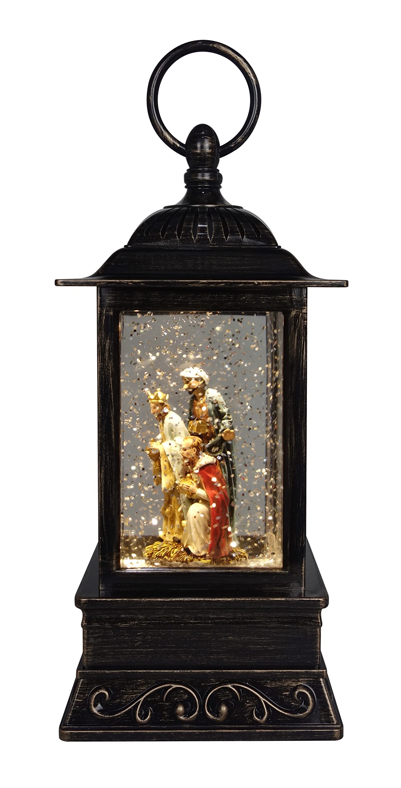 OPPORTUNITIES Decorative Christmas Lantern with Nativity Wisemen, 10.5”
