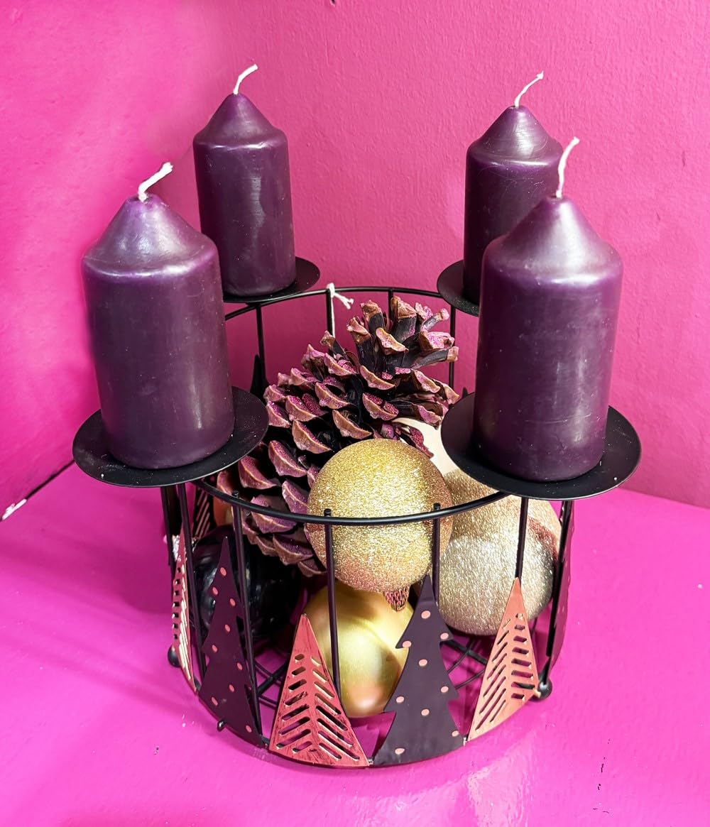 Kerzenhalter Adventskranz Winterwald D:20 cm aus Metall Schwarz Gold - Leuchterrondell, Adventsgesteck, Adventsleuchter, Weihnachtsdeko, Adventsdeko, Advent, Weihnachten