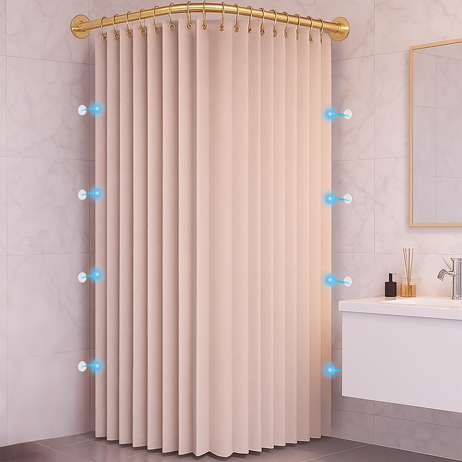 Rideau de douche en tissu pliable pour une décoration de salle de bain moderne