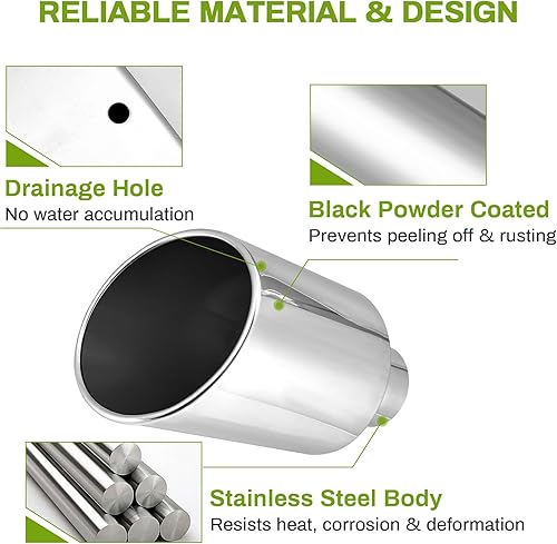 Miniatura 5 de AUTOSAVER88 Punta de escape de entrada de 5 pulgadas, entrada de 5 pulgadas, salida de 10 pulgadas, longitud total de 18 pulgadas, punta de escape