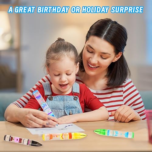 Miniatura 7 de Liquid Motion Bubbler - Juego de 4 bolígrafos coloridos para ansiedad para niños y adultos, bolígrafo temporizador líquido para aliviar el estrés,