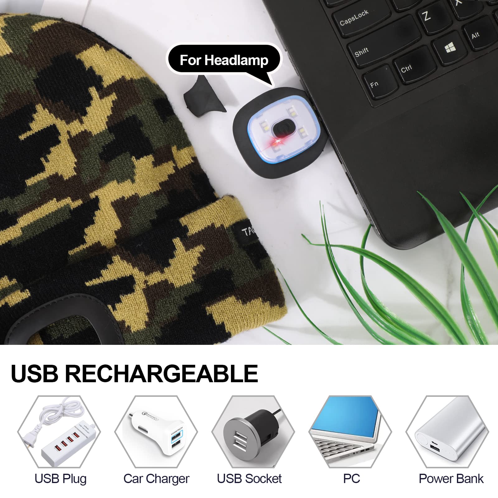 Berretto Invernale Con Luce A Led Ricaricabile Tramite USB