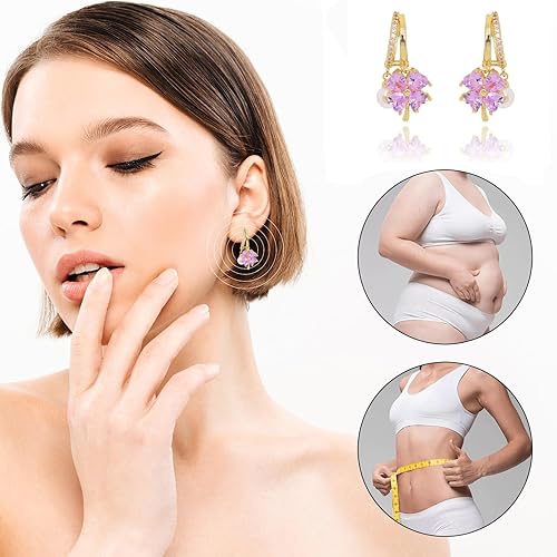 Miniatura 4 de 2 pares de aretes de aro de actividad linfática, aretes de drenaje linfático, aretes de germanio de magnetoterapia, aretes de aro grandes con