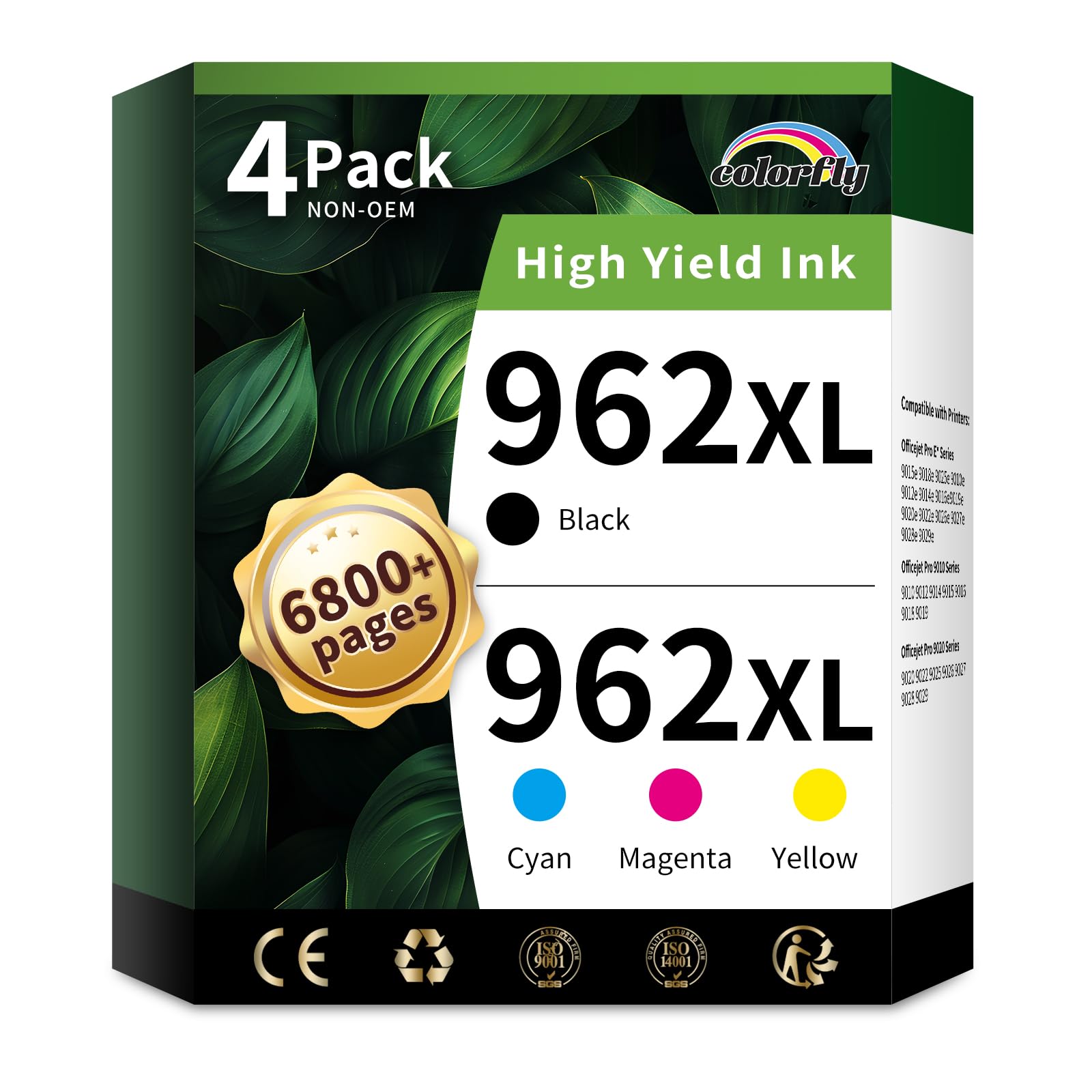 Photo 1 of 962XL Ink Cartridges Combo Pack Compatible Replacement for HP 962XL 962 Ink Cartridges to Use with HP OfficeJet Pro 9010 9012 9014 9015 9016 9018 9020 9022 9025 Printer (1BK/1C/1M/1Y, 4 Pack)