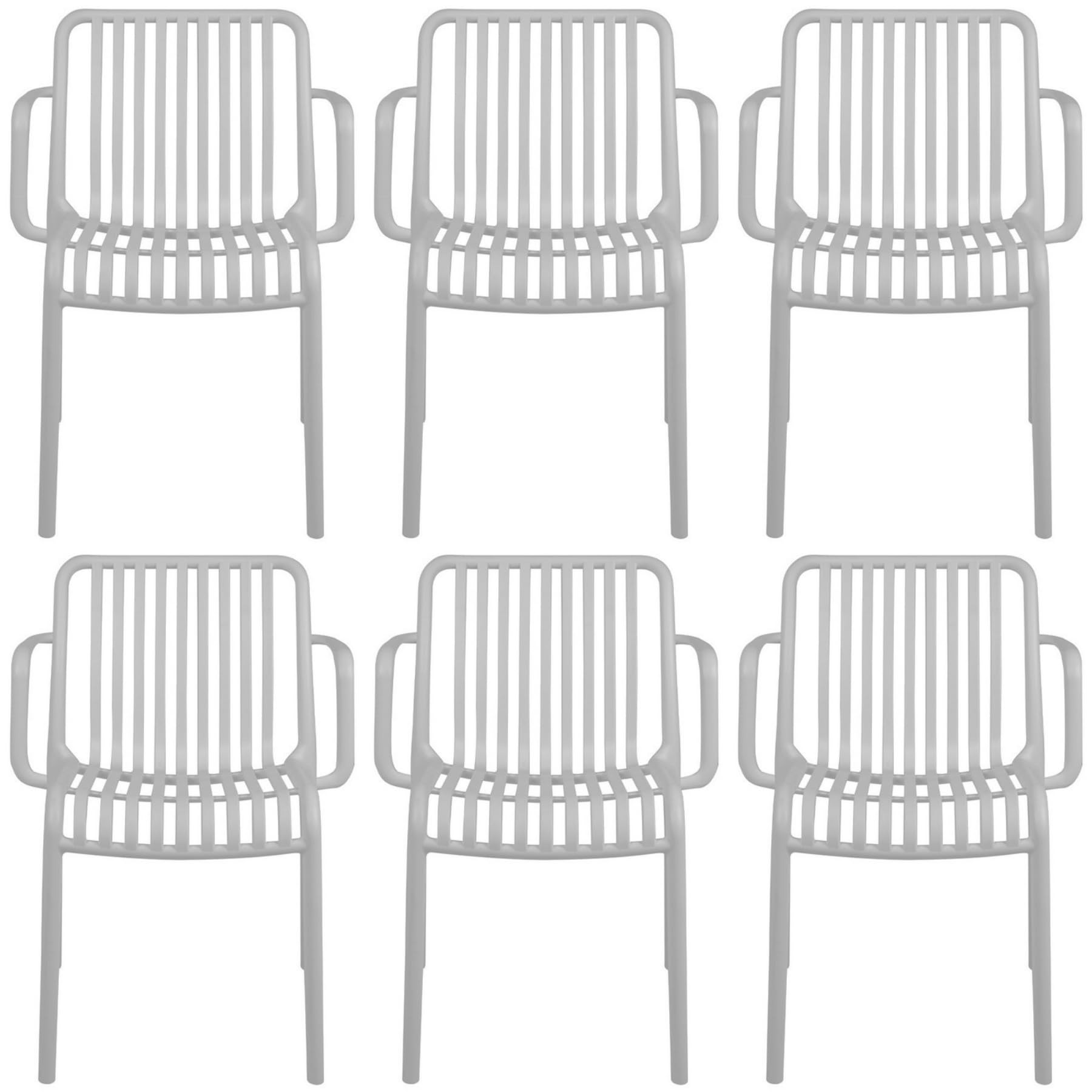 Set 6 Sedie Impilabili in Polipropilene Anti-UV per Esterno Interno, Bianco