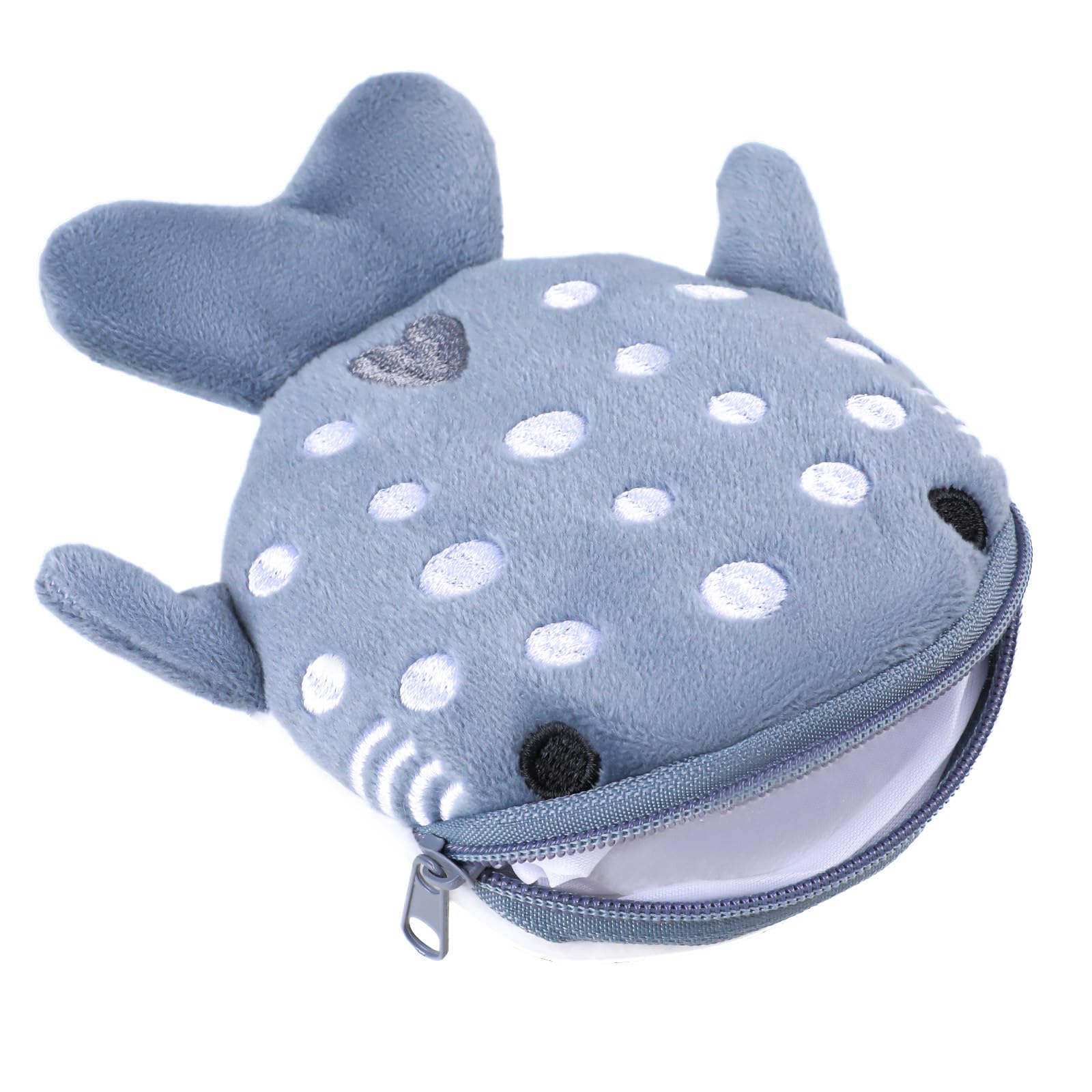WLLHYF Shark Coin Purse Cute Small Wallet Plush Cartoon Cosmetic Items Bag Animal Zipper Keychain Change Purse Mini Earphone Bag Funny Novelty Coin