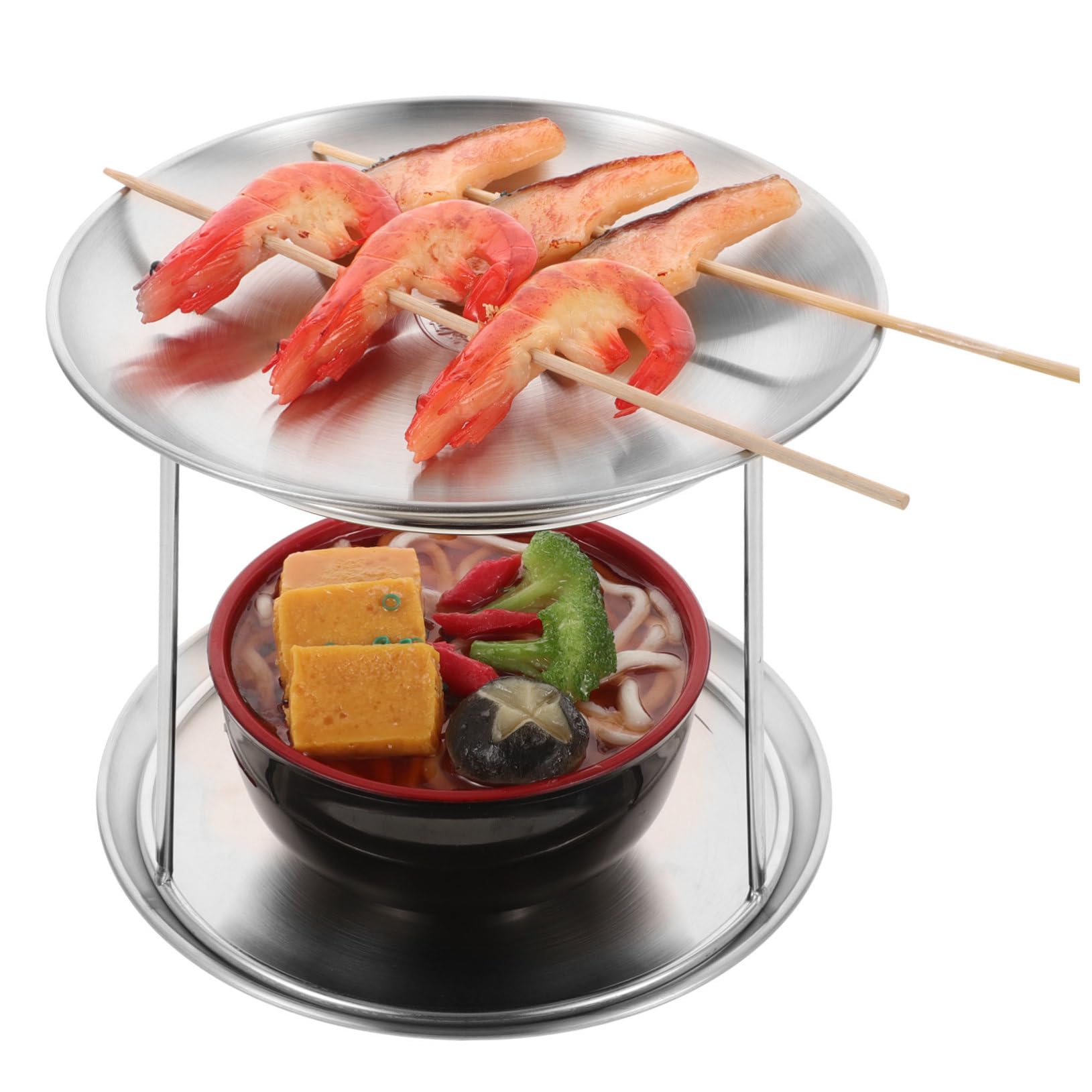 Mikikit Vassoio Acciaio Inox Doppio Strato per Buffet Frutti di Mare, Supporto Elegante in Acciaio Inossidabile per Esposizione Ostriche, Gamberi e Granchi per Uso Party