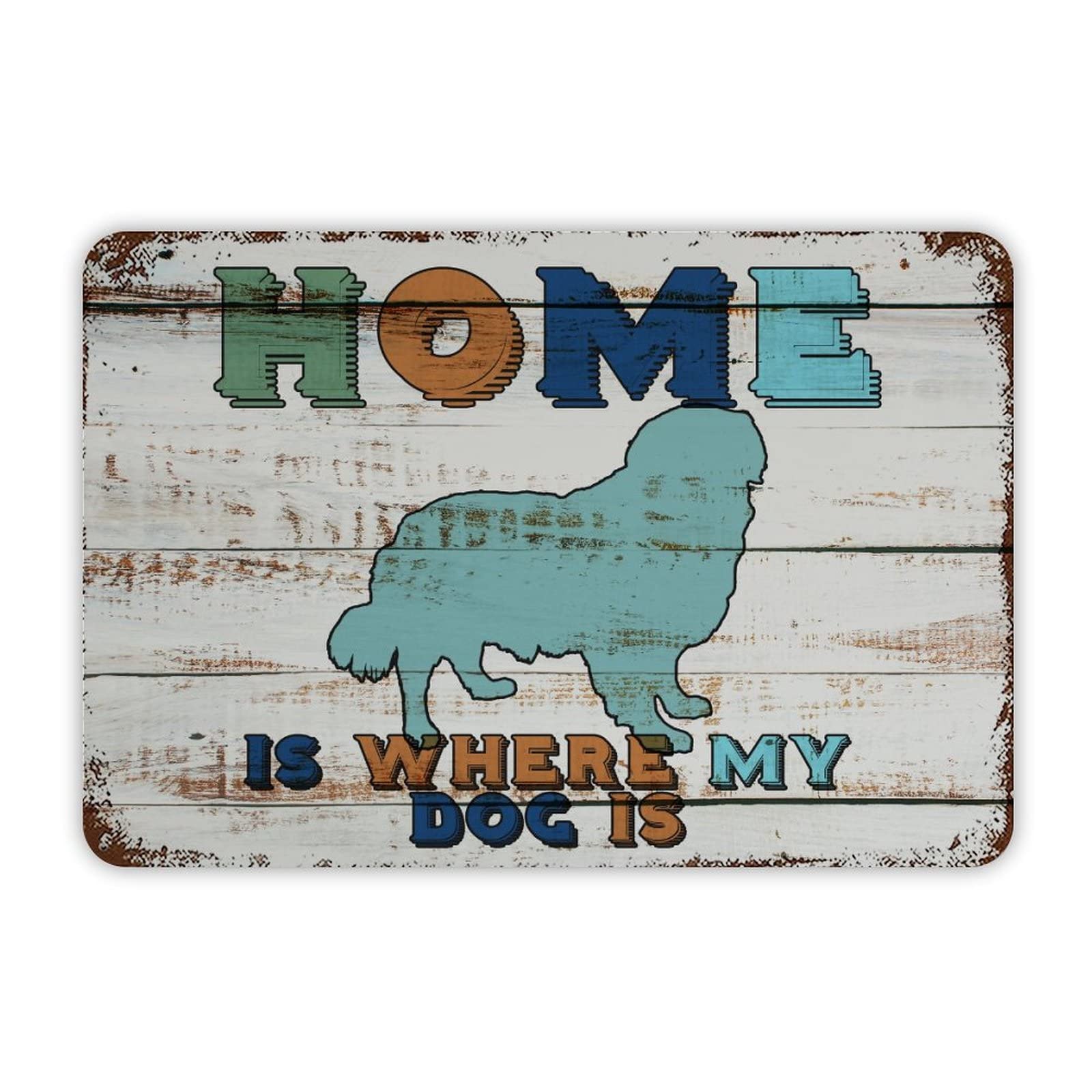 ENEDNATE Home Is Were My Dog Is Vintage Metal Tin Sign 12x8 inch Aluminum Sign for Kitchen Bars Restaurants Cafes Pubs Wall Decor