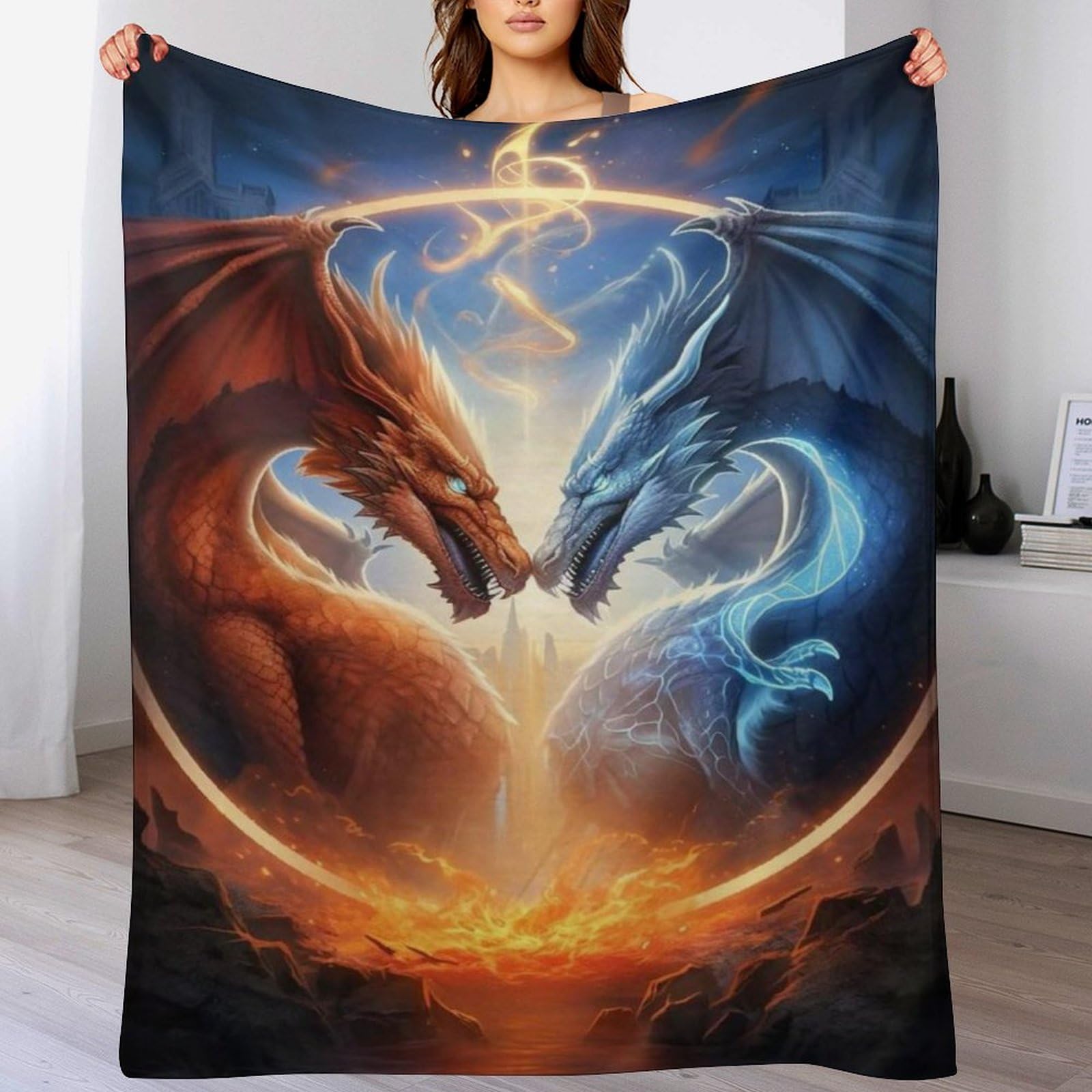 Couverture de dragon plaid flannel polaire pour lit et canapé contre le froid
