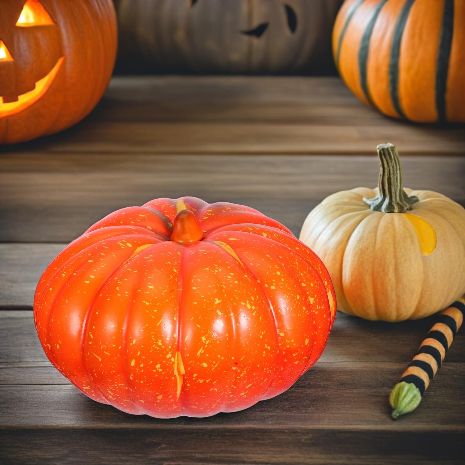 Zucche Artificiali Realistiche in Schiuma Arancione per Decorazioni Autunnali Halloween Ringraziamento e Feste Centrotavola Versatile Manutenzione per Casa Cucina e Matrimoni