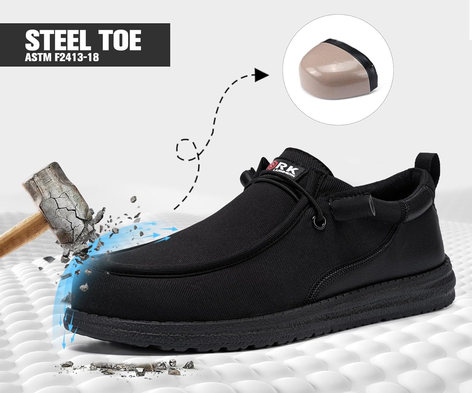 LARNMERN Steel Toe Loafers Women Lightweight Comfortable Slip On Walking Casual Flats Sneakers Work Safety Shoes - Image 6