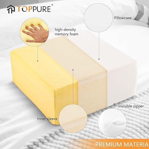 Miniatura 3 de TOPPURE Almohada cúbica de espuma viscoelástica (cubo grande de 14 x 14 x 5 pulgadas), almohadas para dormir de lado, almohada cervical para viajes,